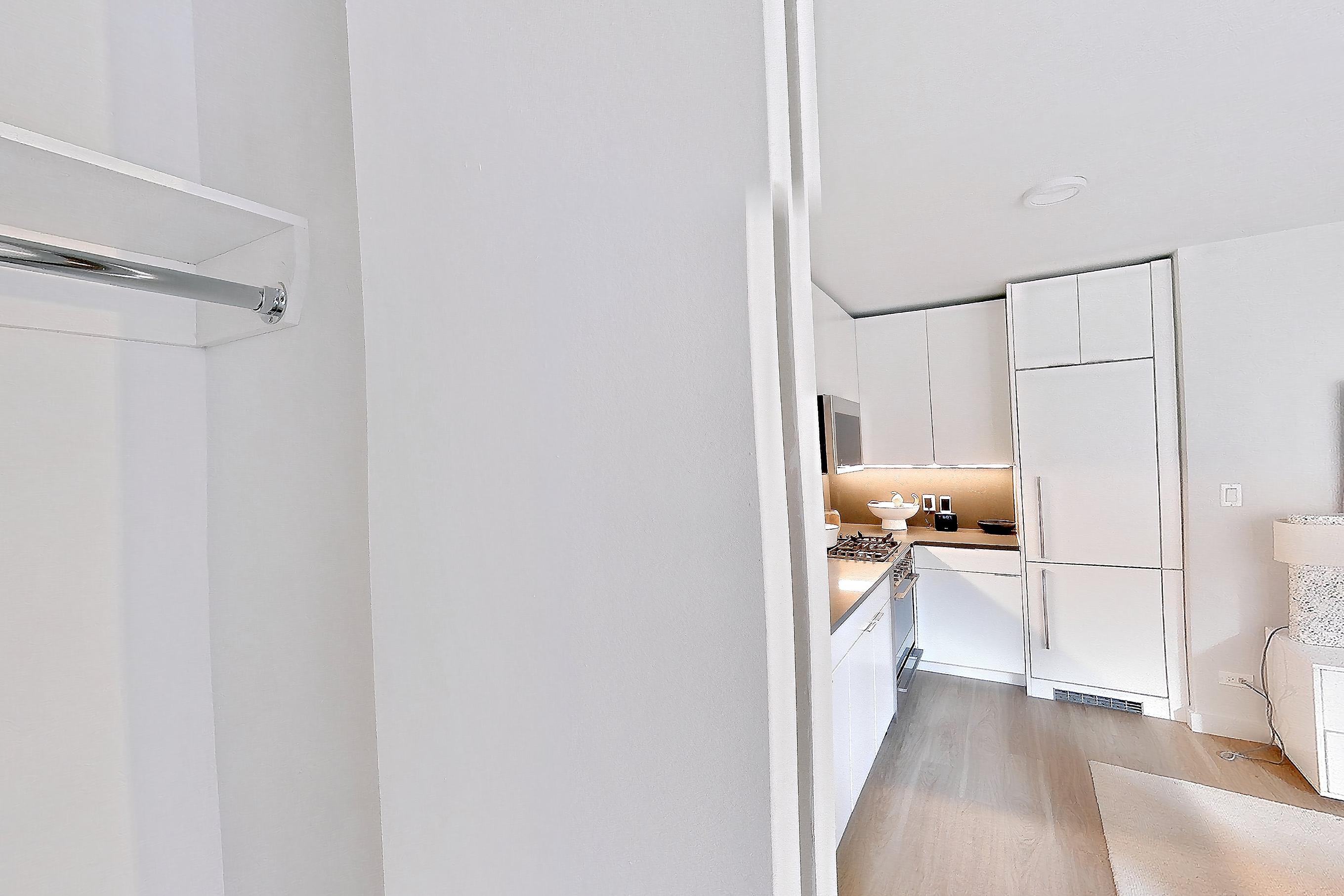 Kitchen closet with gas cooktop, Apartment 12 line studio at Hollingsworth