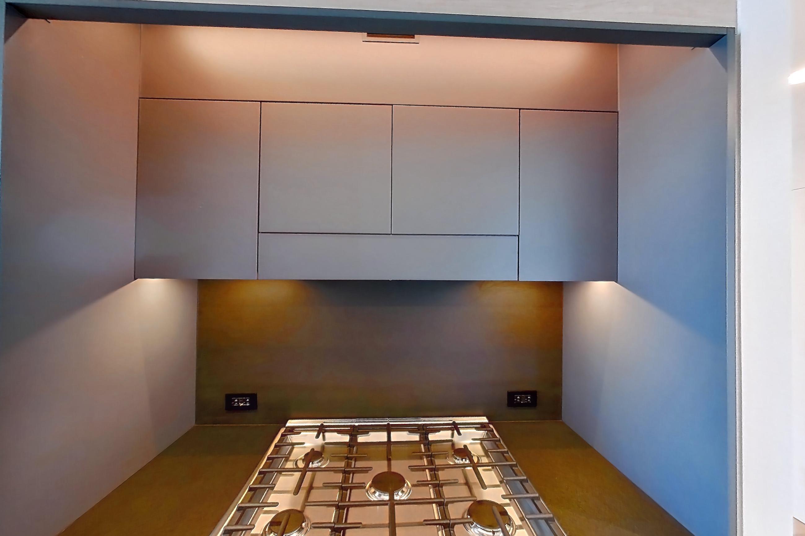 Kitchen with gas range, oven/range, and stainless steel appliances, Apartment 1-2507 at Eagle + West