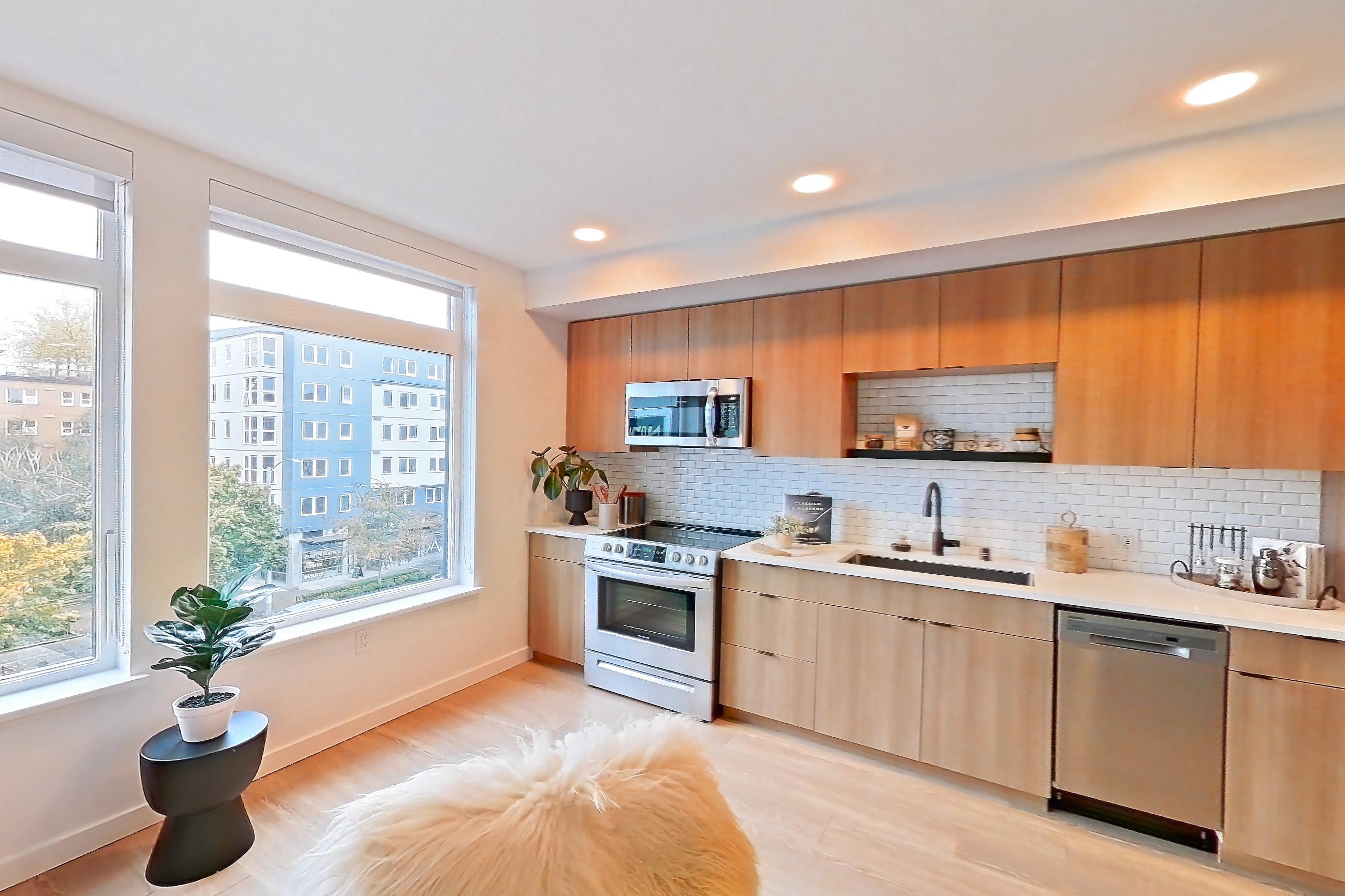 Living space, Apartment 621 at Ballard Yards