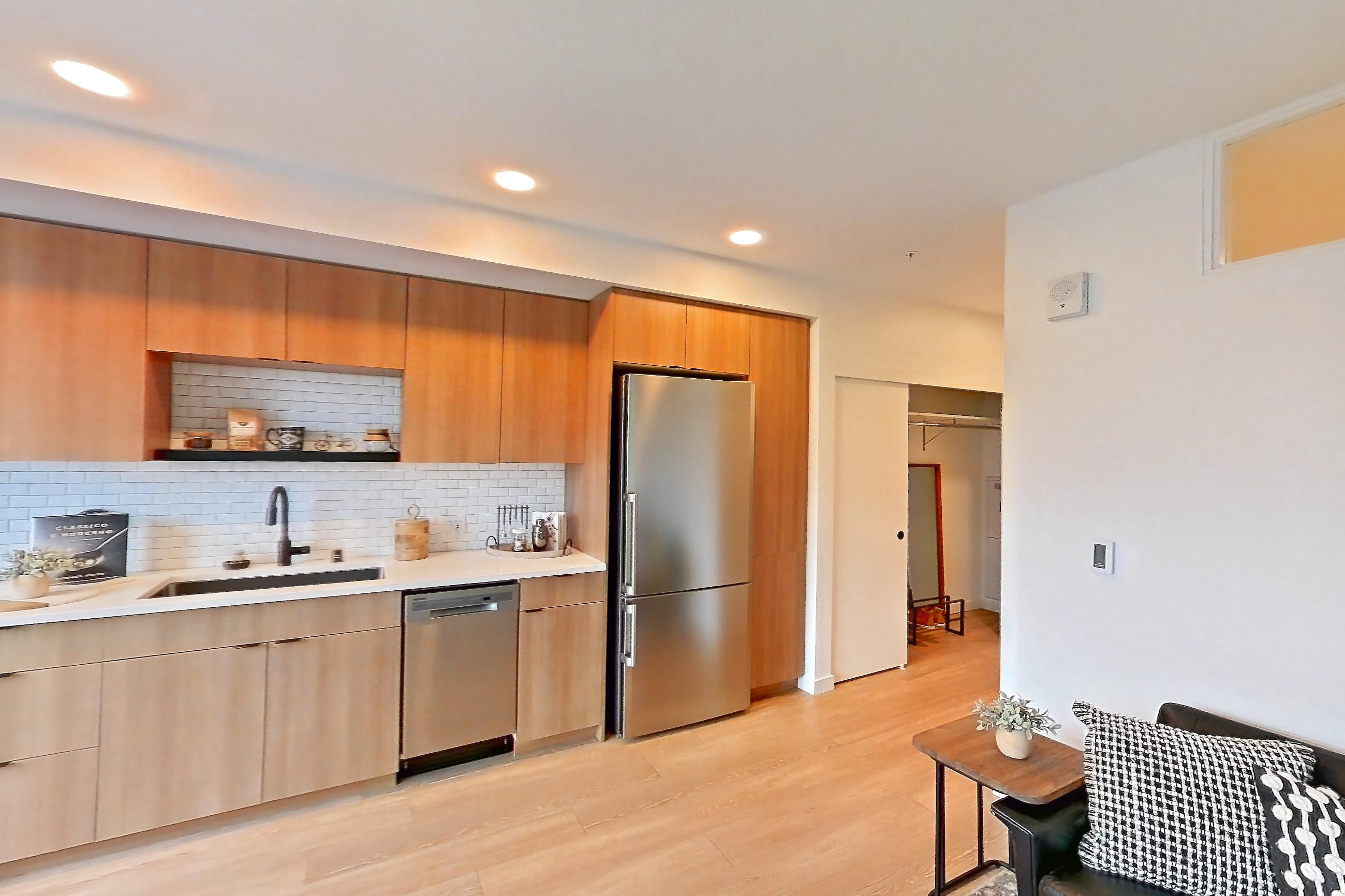 Living space, Apartment 621 at Ballard Yards