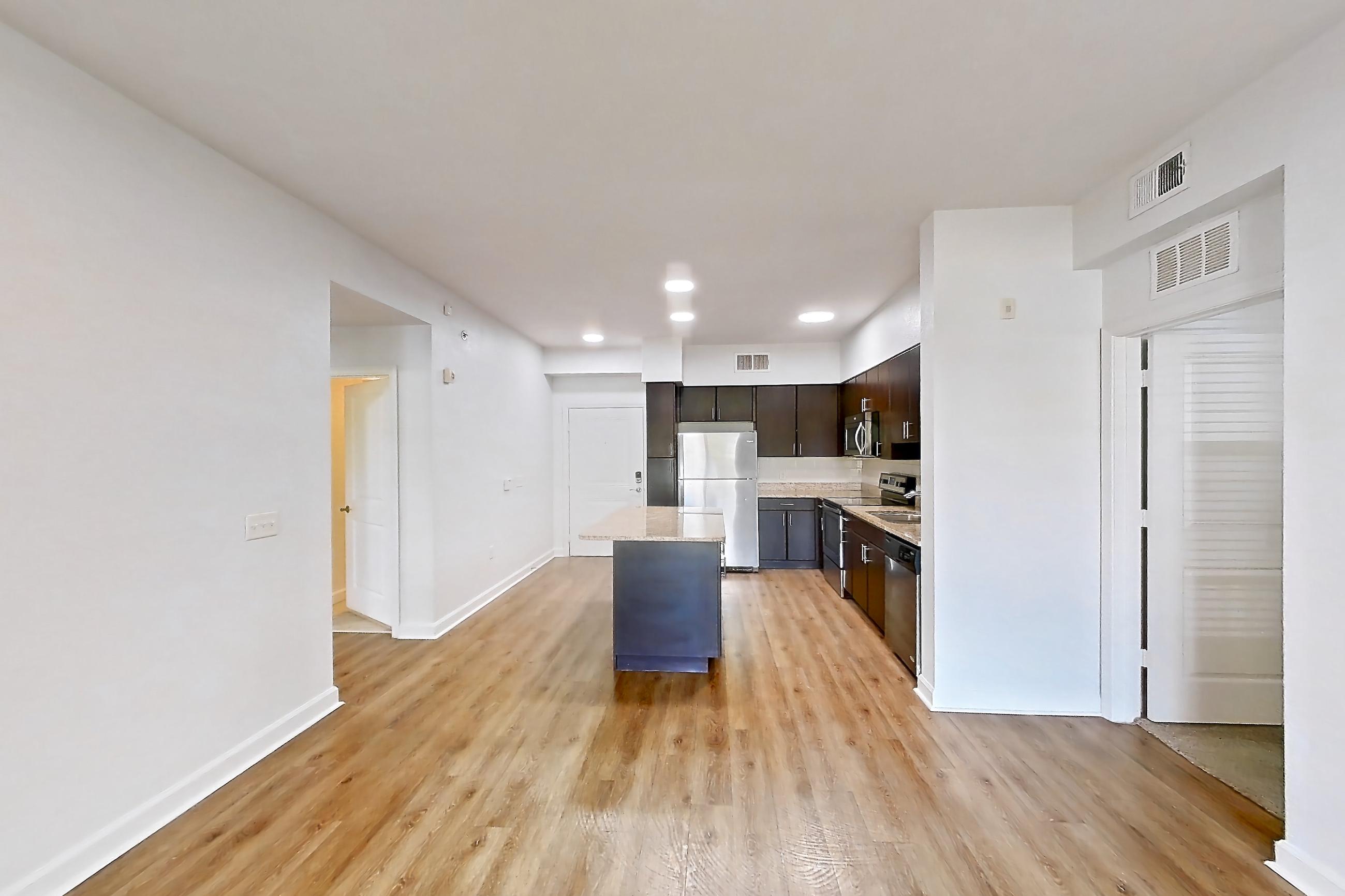 Living space, Apartment 155 at Lantower Westshore
