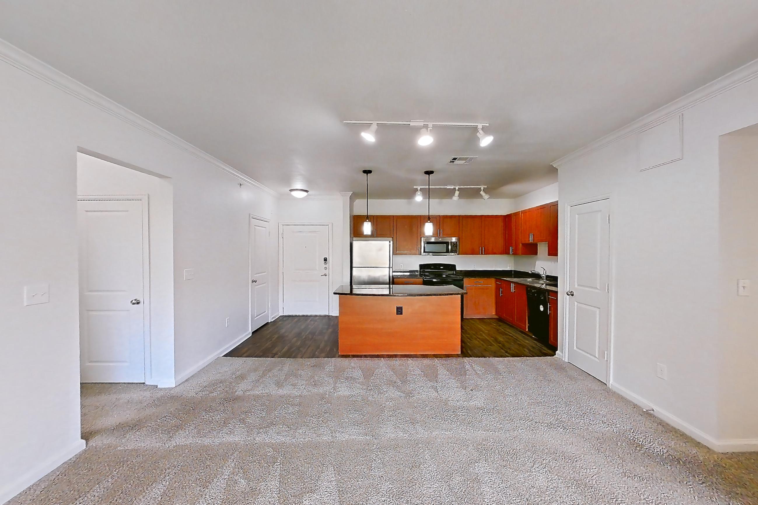 Living room in a C1 floor plan apartment, representative of Apartment 829 at The Cortona
