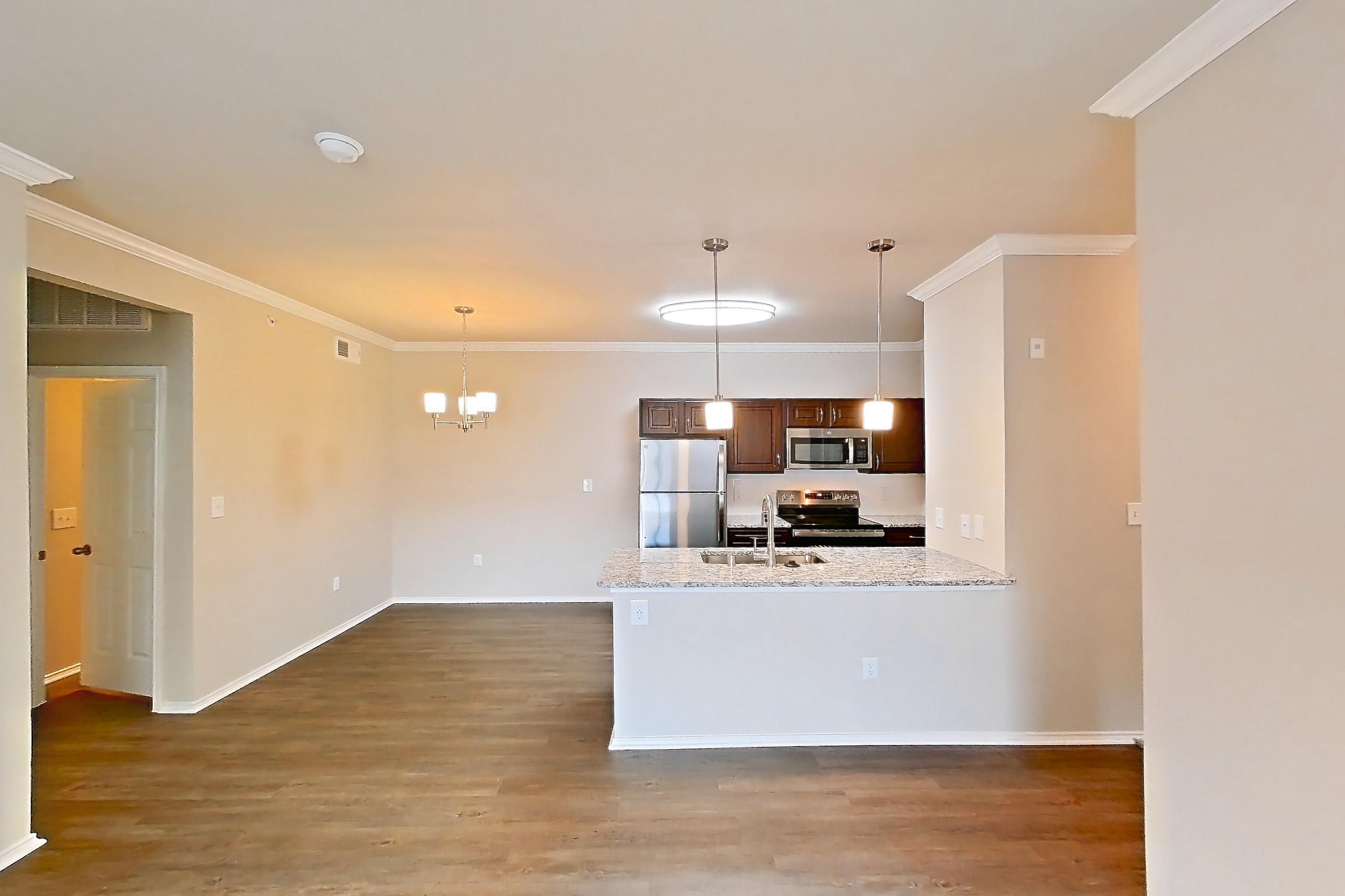 Living room, Apartment 0524 at Marquis at Stonebriar