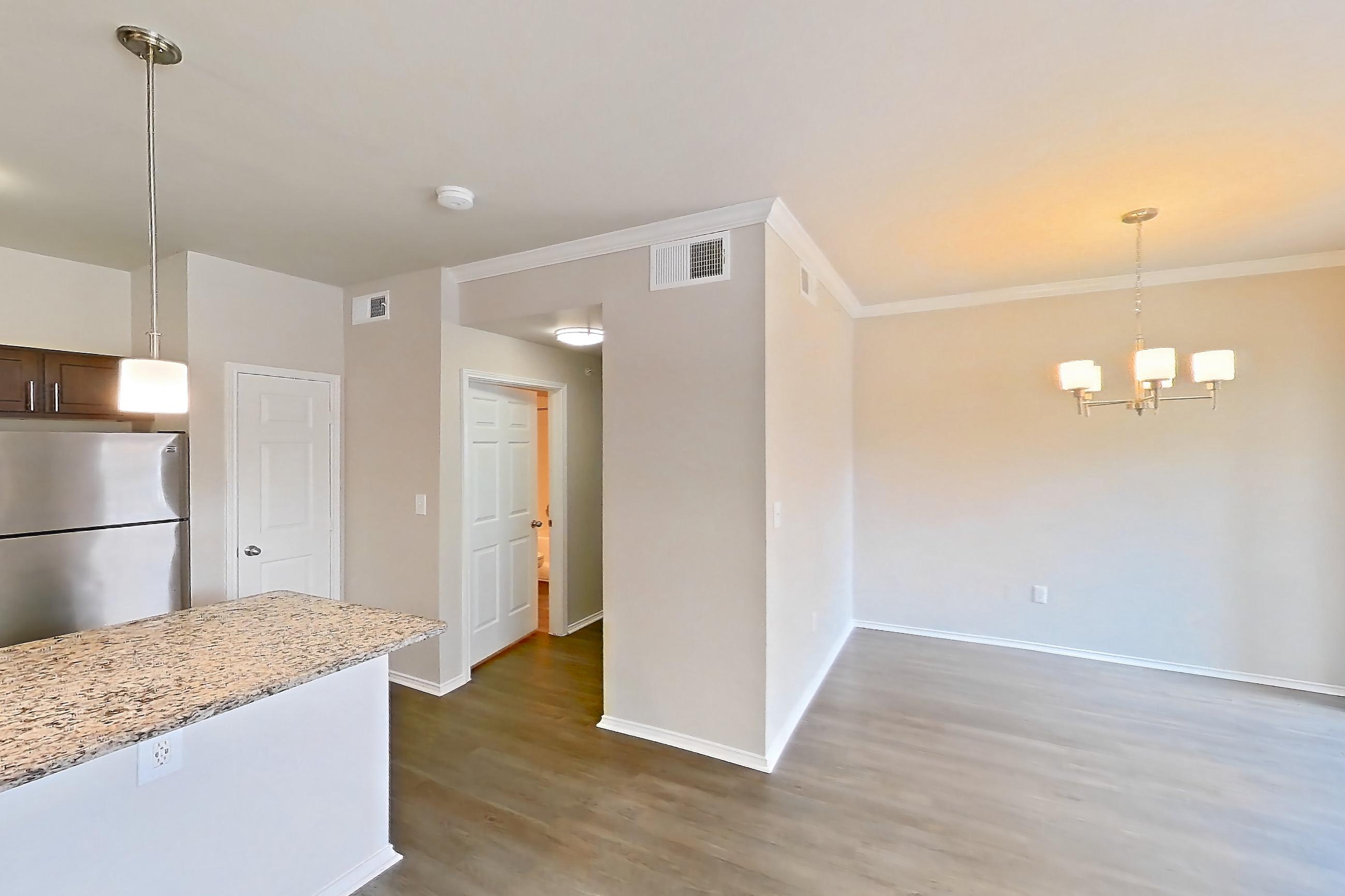 Living room, Apartment 2418 at Marquis at Stonebriar