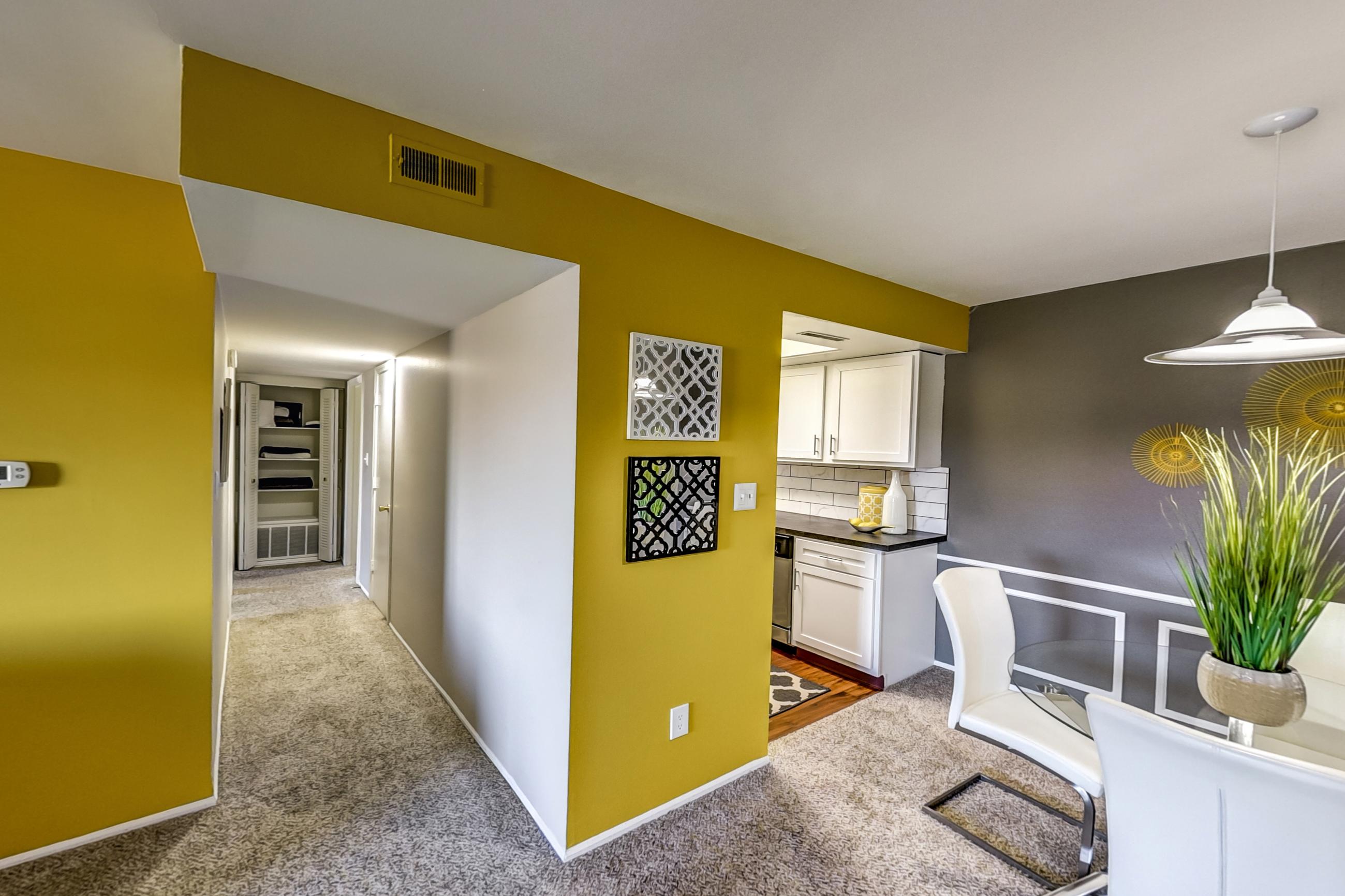 Living room, Apartment Model 1 at Canterbury Green