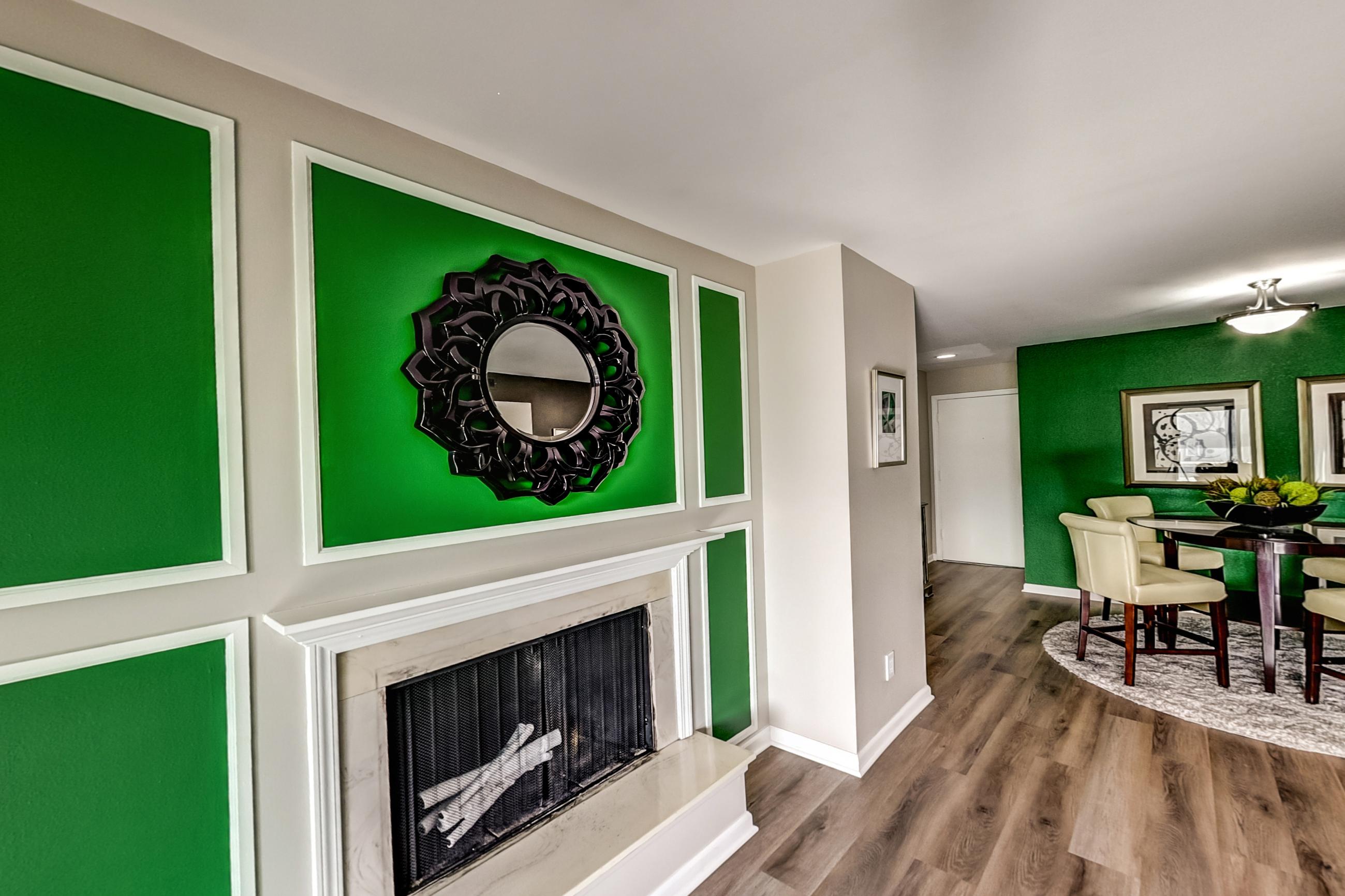 Living room in a Romeo & Juliet floor plan apartment, representative of Apartment 2708-7CA at Canterbury Green