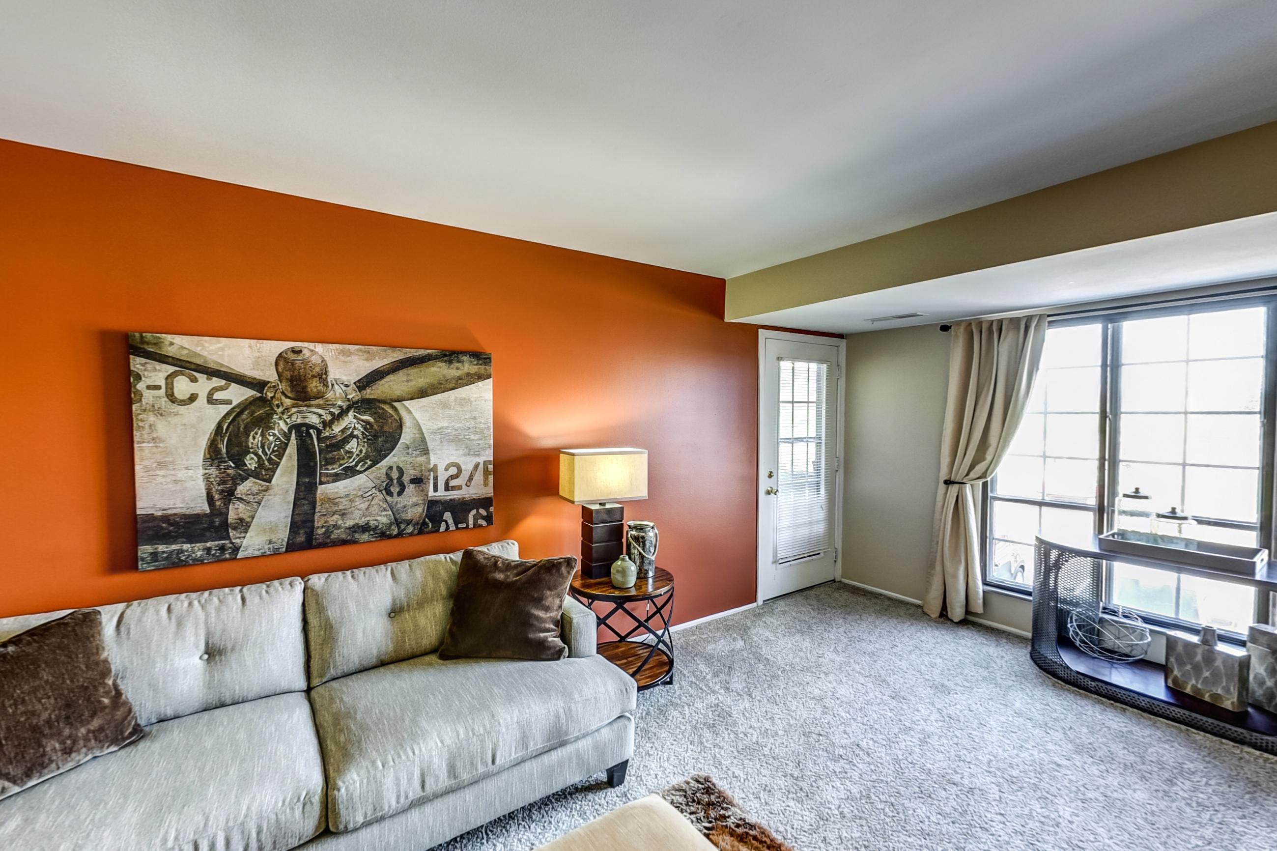 Living room, Apartment Model 4 at Canterbury Green