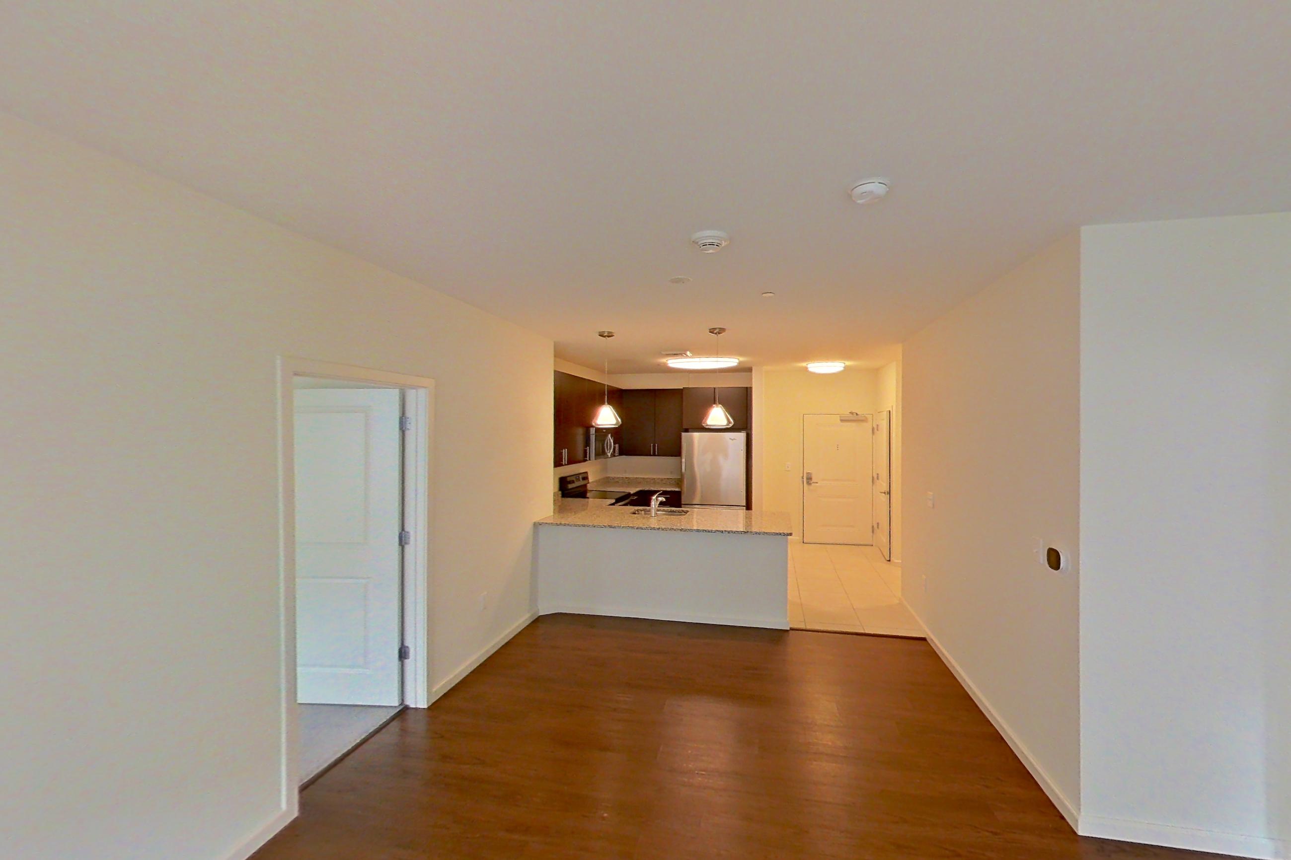 Living space in Apartment pe1-407 at Portside at East Pier, Meridian B1 floor plan