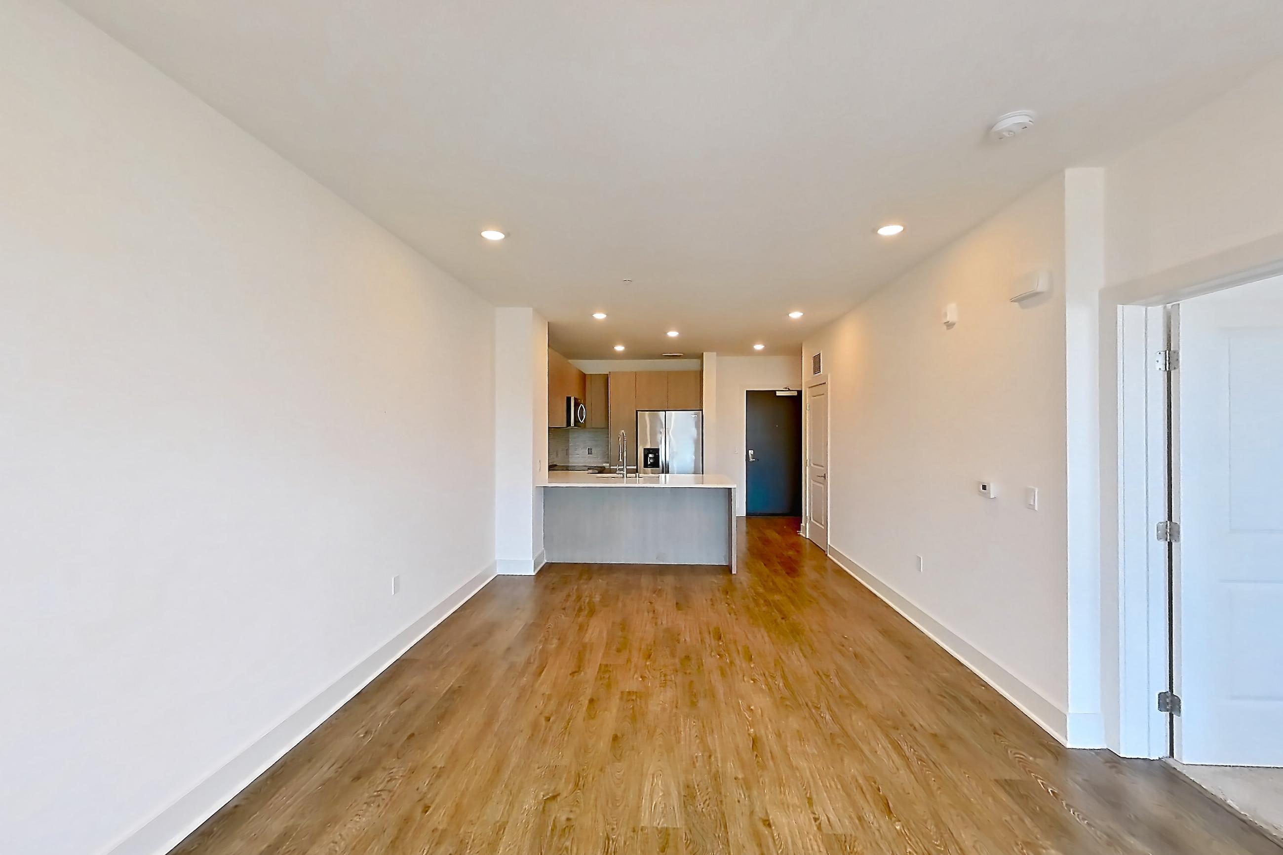 Living room in Apartment 620 at Diridon West, A18 floor plan