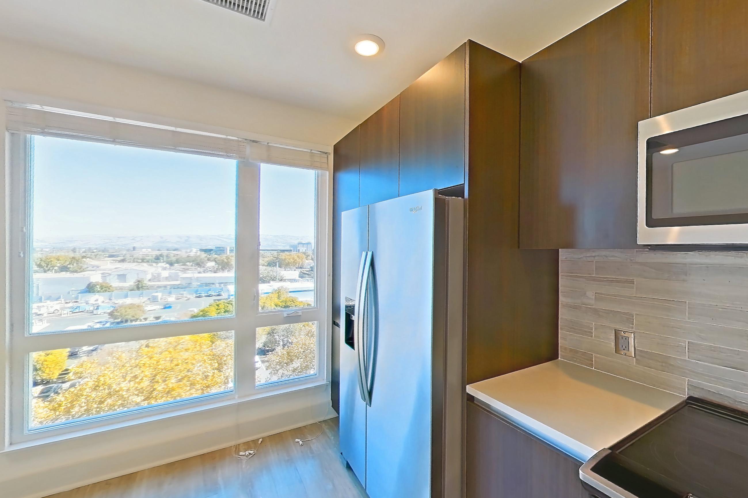 Kitchen in a A3 floor plan apartment, representative of Apartment 743 at Diridon West