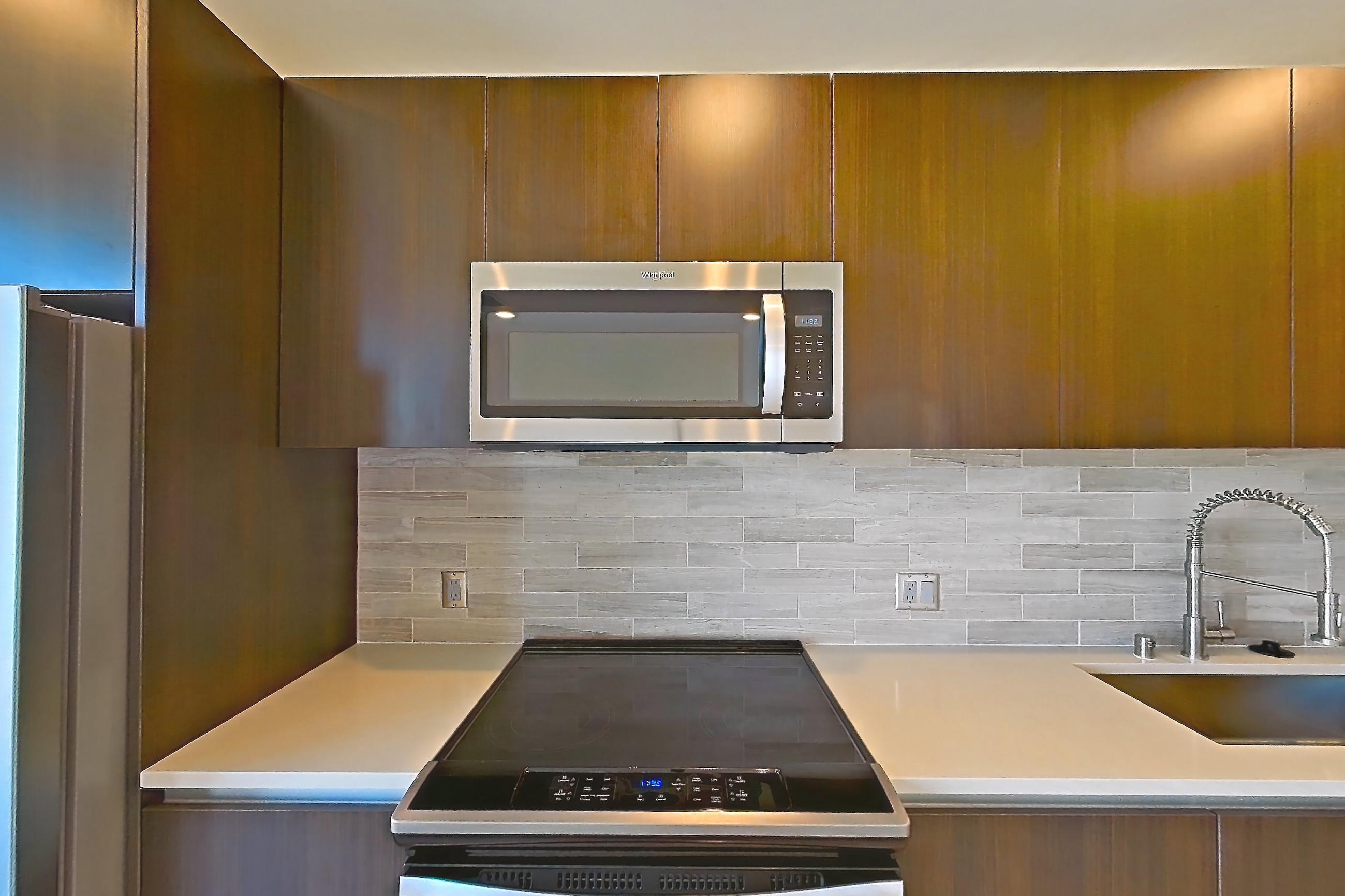 Kitchen in a A3 floor plan apartment, representative of Apartment 743 at Diridon West