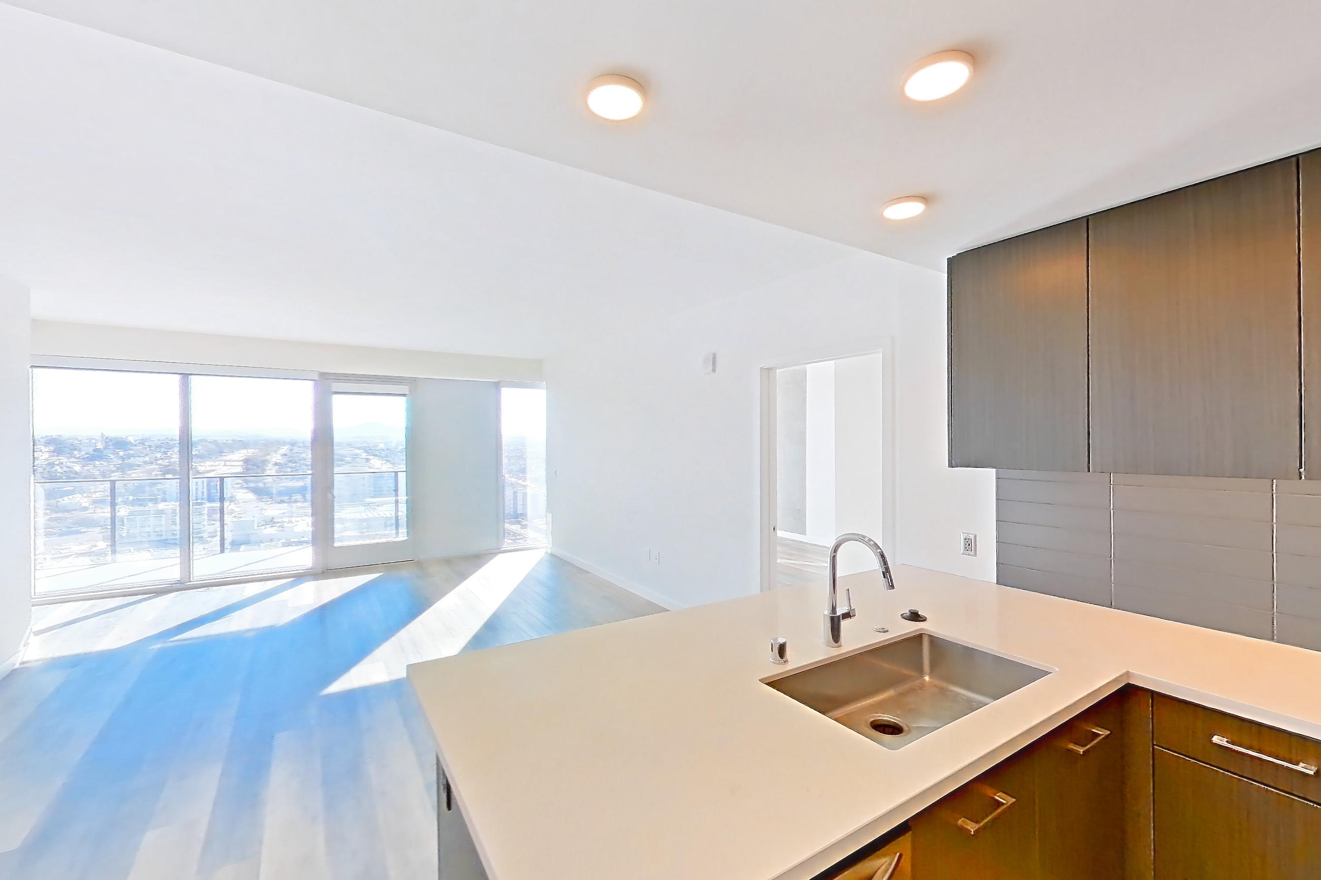 Kitchen in Apartment 0-1915 at Merian, 3D floor plan