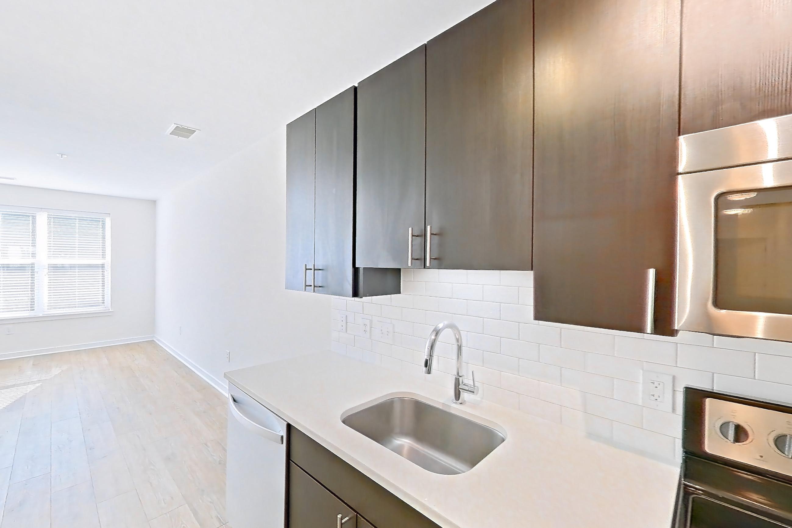 Kitchen in Apartment 1-110 at The Parker at Huntington Metro, 1H floor plan