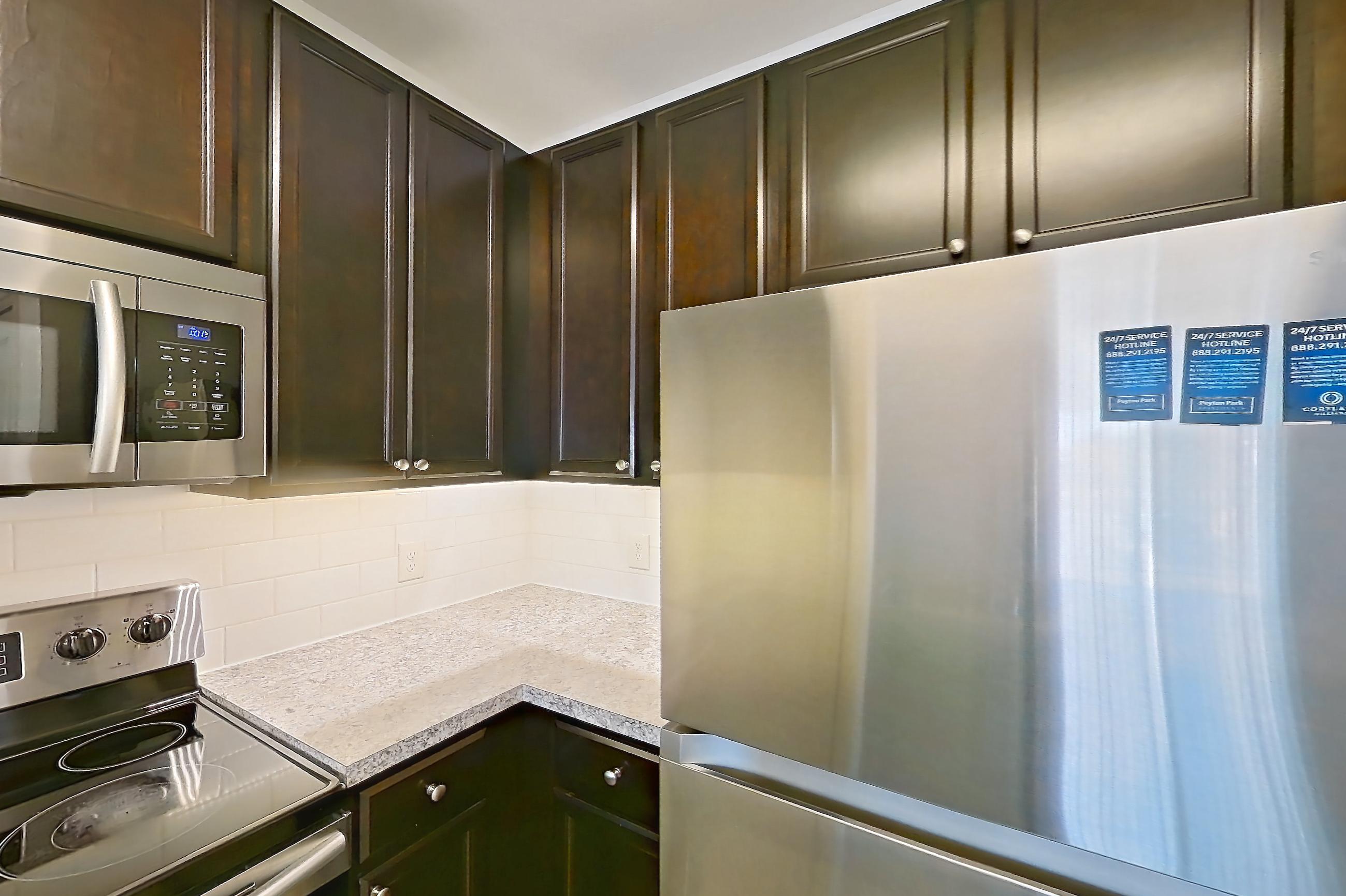 Kitchen in Apartment 201-4808 at Cortland Hilliard, A1R - Walcutt floor plan