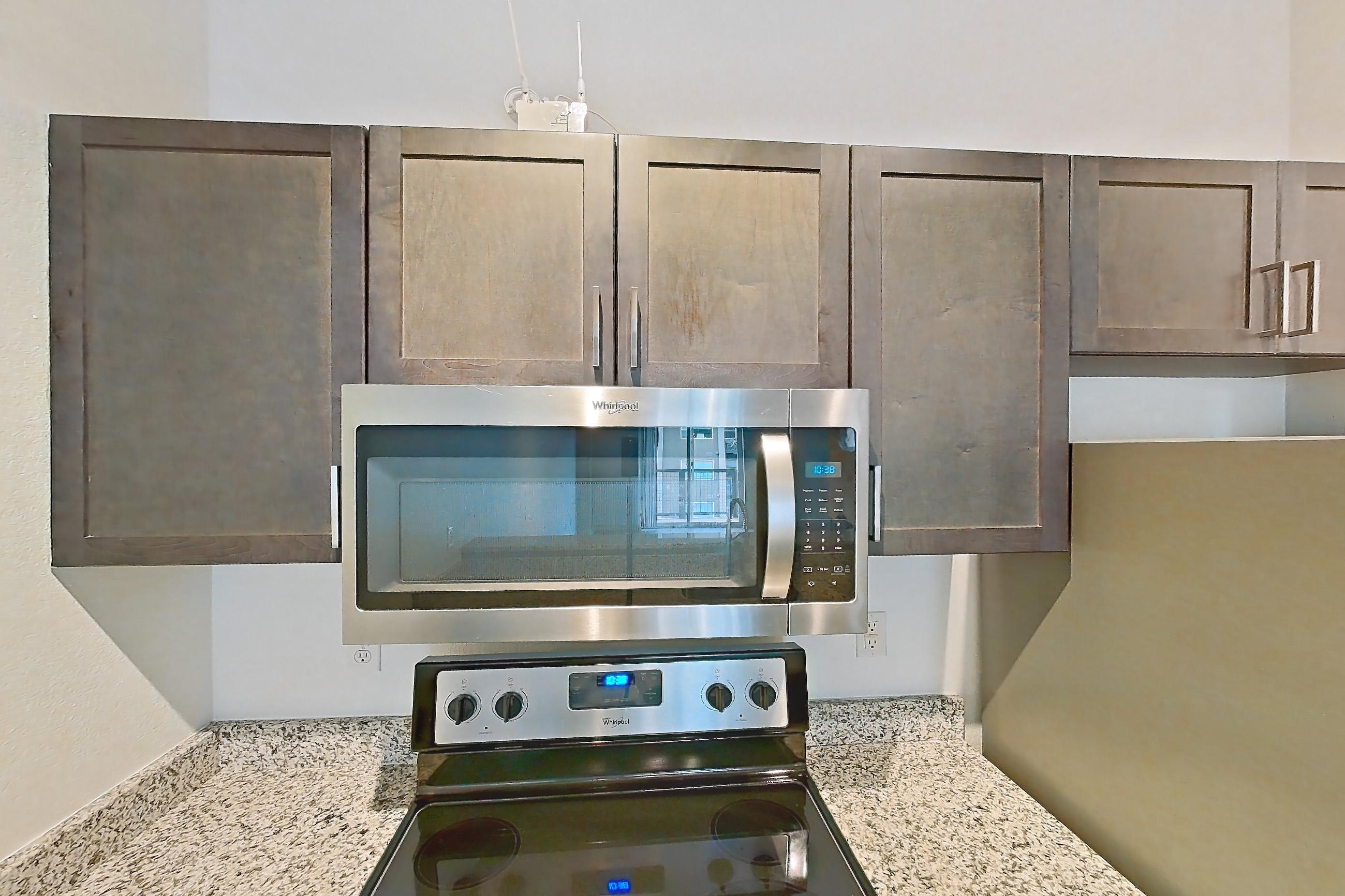 Kitchen in a A6 floor plan apartment, representative of Apartment 1512 at Cortland on Blake