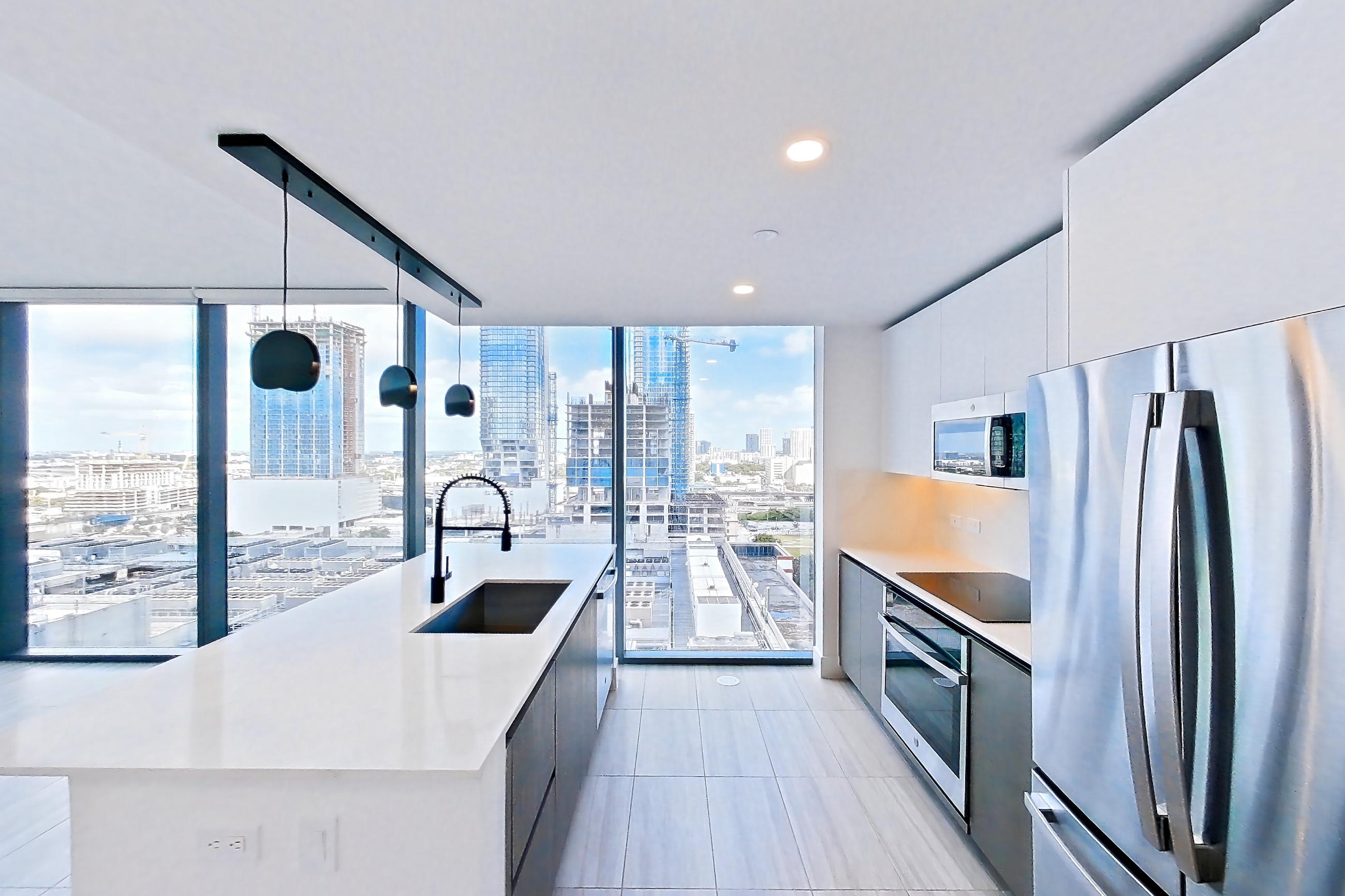 Kitchen entryway in Apartment 2201 at Miami World Tower, A25 floor plan