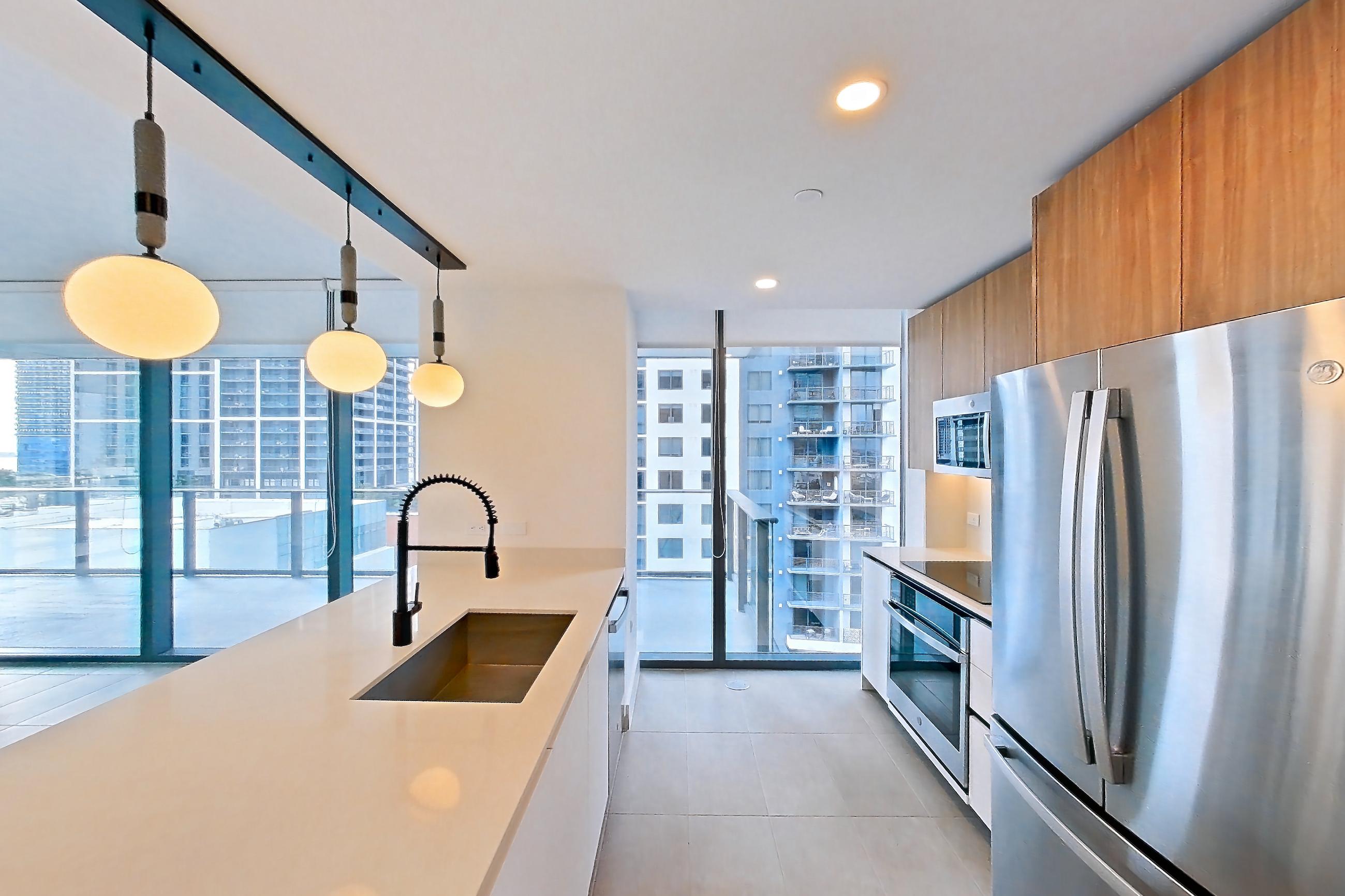 Kitchen entryway in Apartment 2116 at Miami World Tower, B12 floor plan