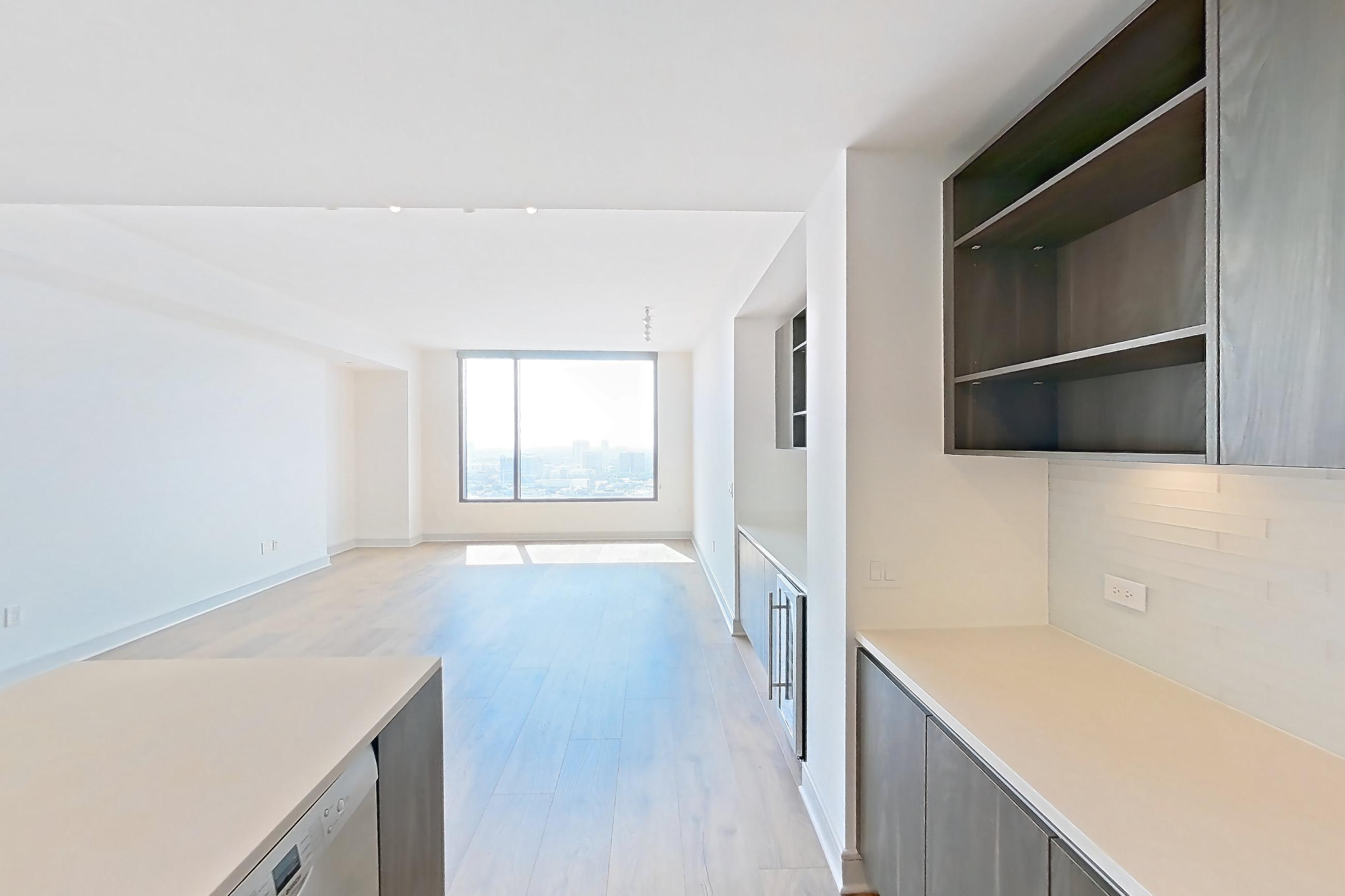 Kitchen in a A7 floor plan apartment, representative of Apartment 1509 at The Residences at La Colombe d'Or