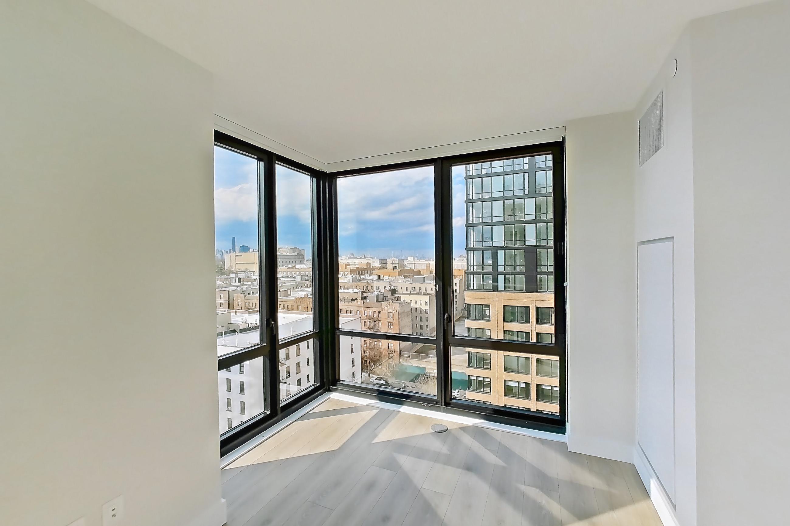 Living room with city view, Apartment 1238 at Loden