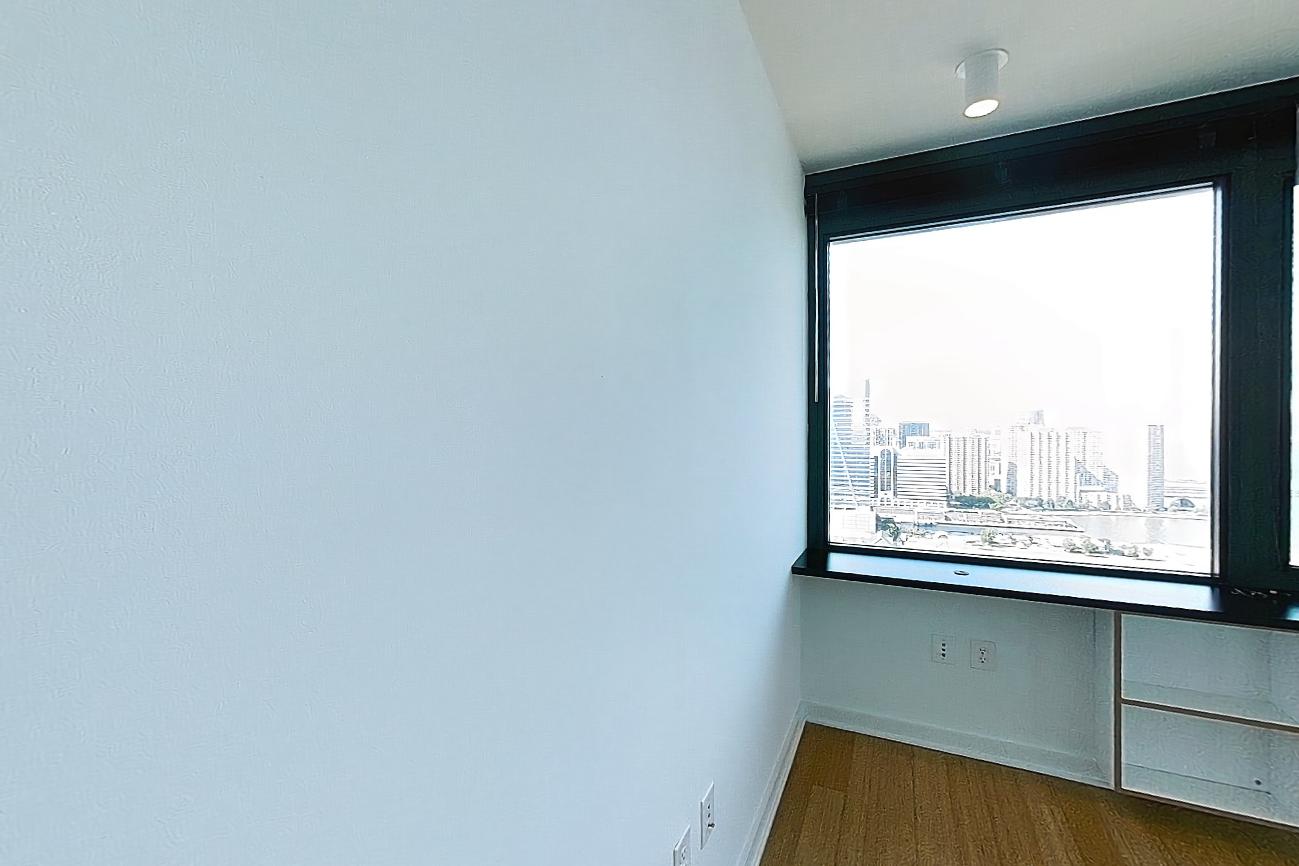 Kitchen with air conditioning, city view, and dark wood-finish flooring, Apartment SAB-3302 at Sable