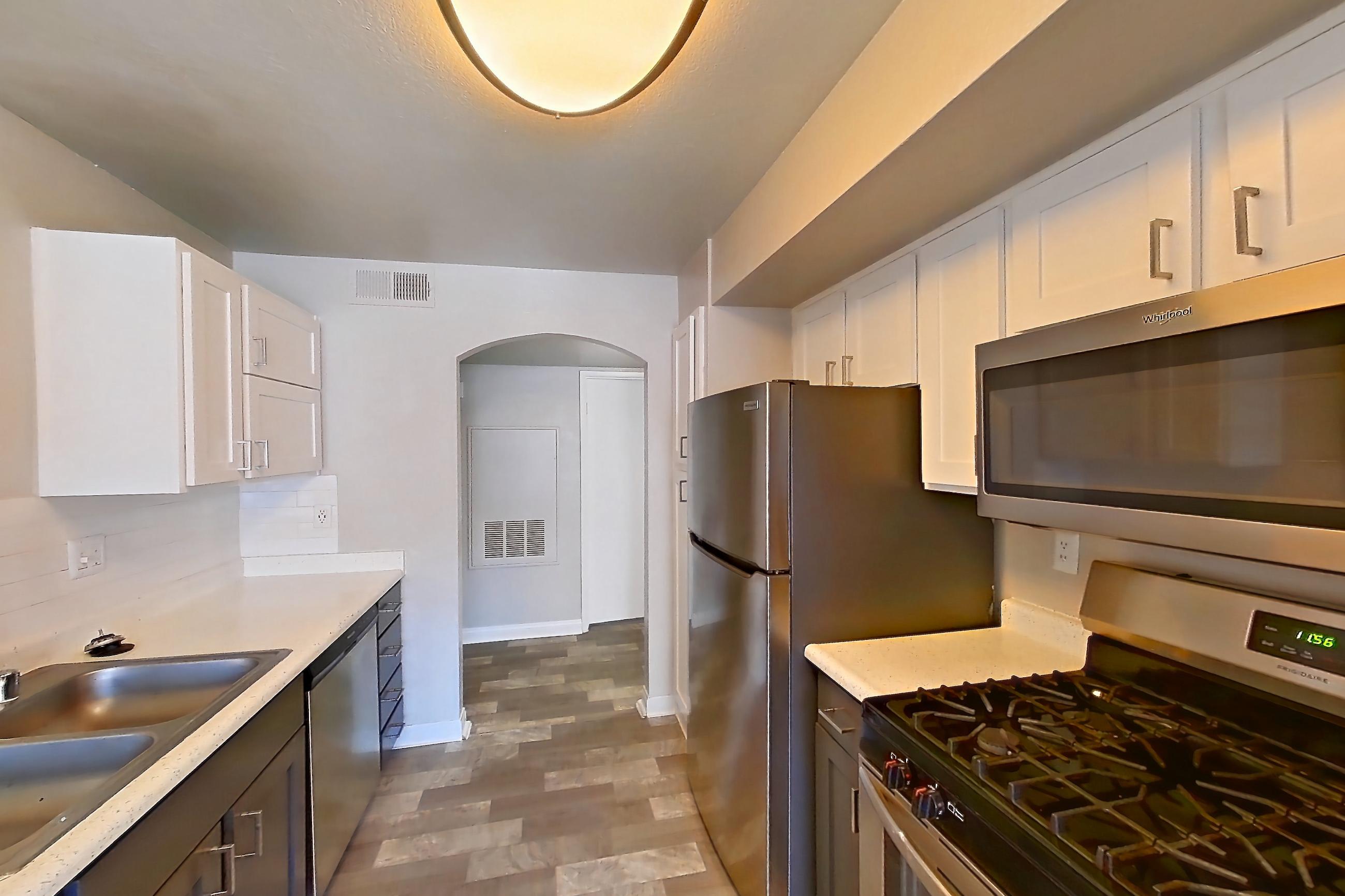 Kitchen in a 1A floor plan apartment, representative of Apartment 2141 at Vintage Pointe