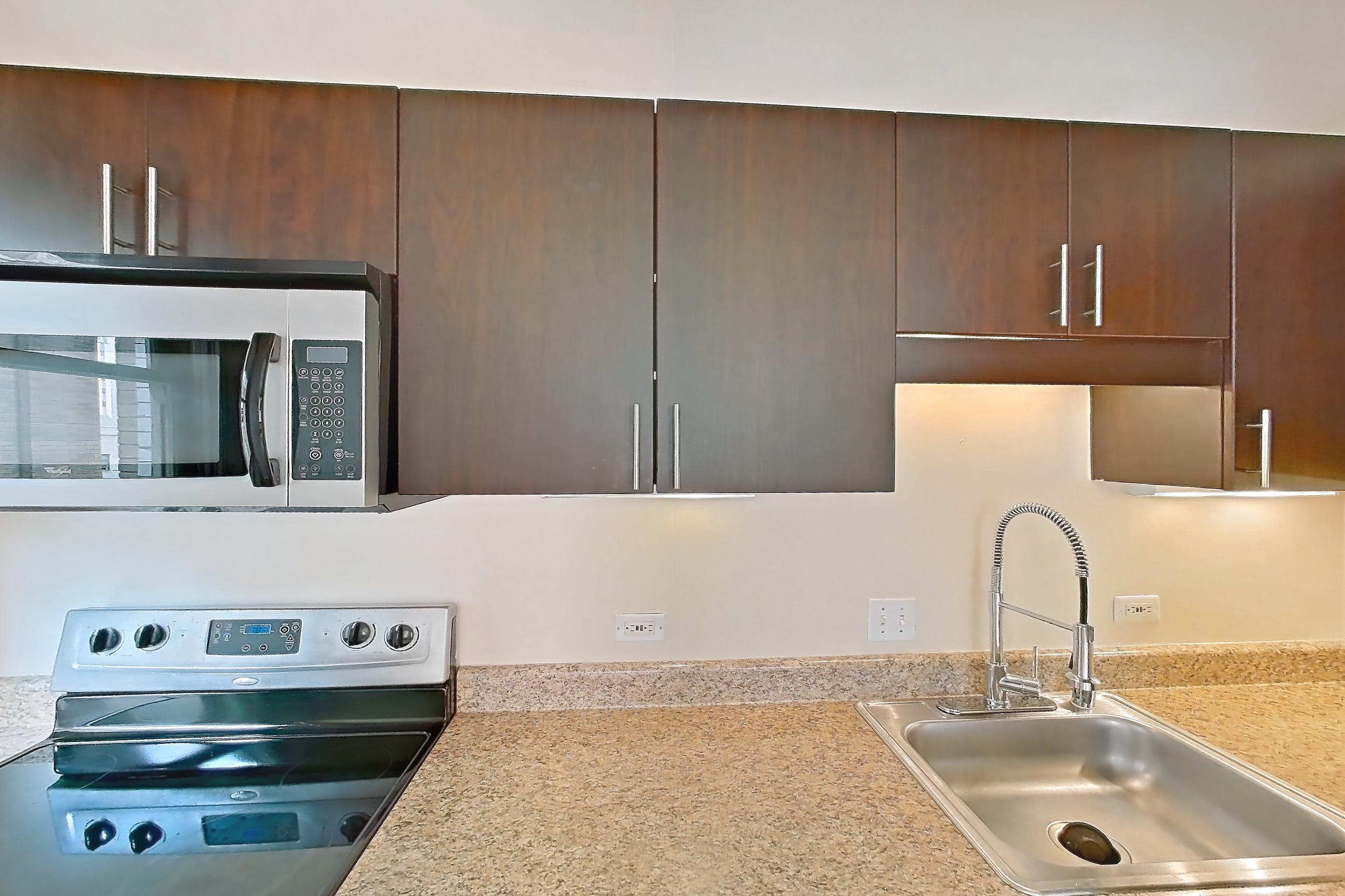Kitchen in a 1M floor plan apartment, representative of Apartment W-0614 at The Wilson
