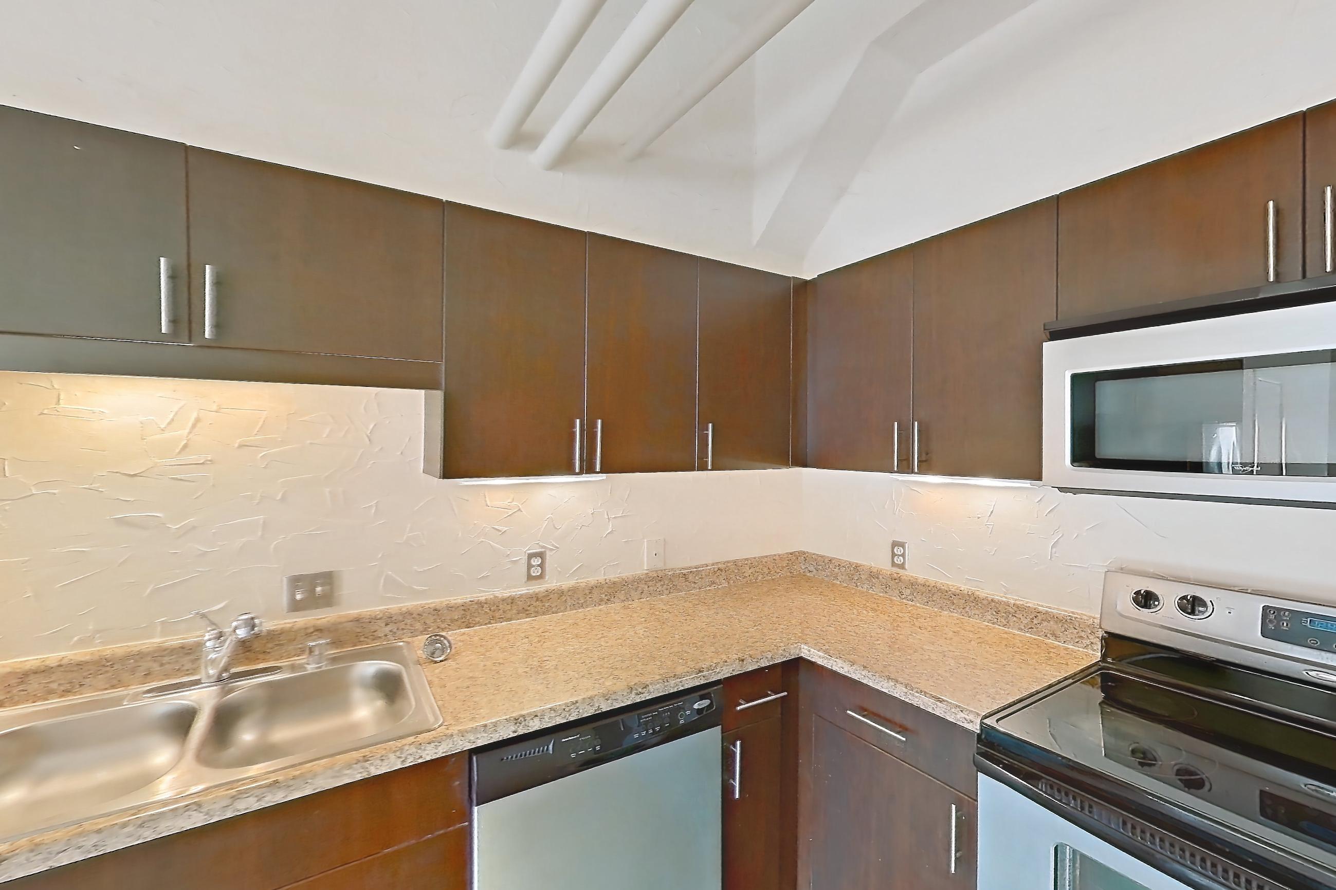 Kitchen in a 1U floor plan apartment, representative of Apartment W-0902 at The Wilson