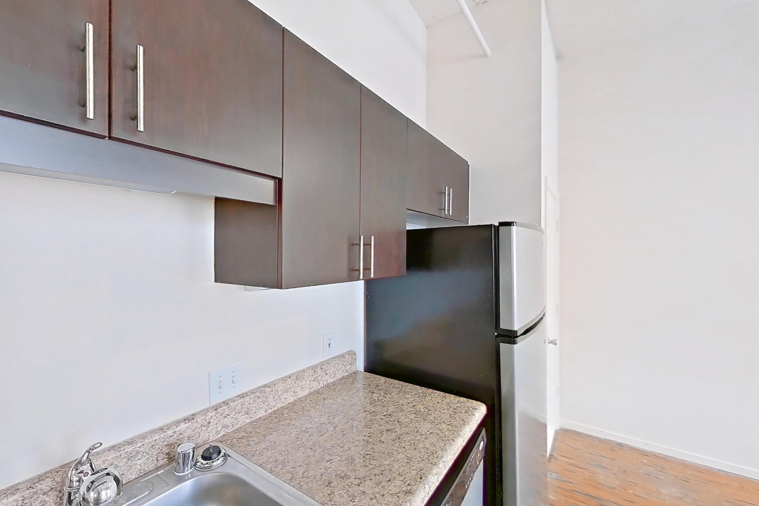 Kitchen in a 0D floor plan apartment, representative of Apartment W-0418 at The Wilson