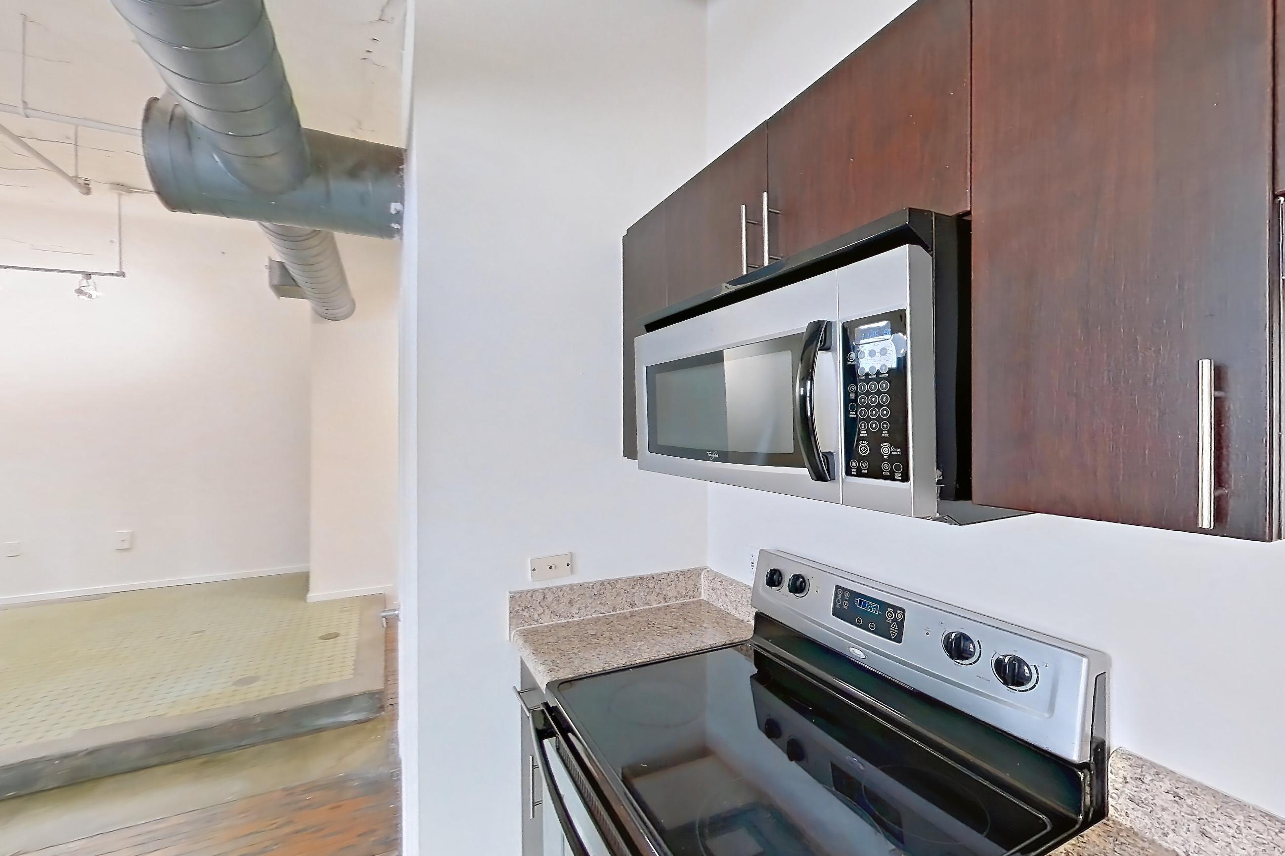 Kitchen in a 0D floor plan apartment, representative of Apartment W-0418 at The Wilson