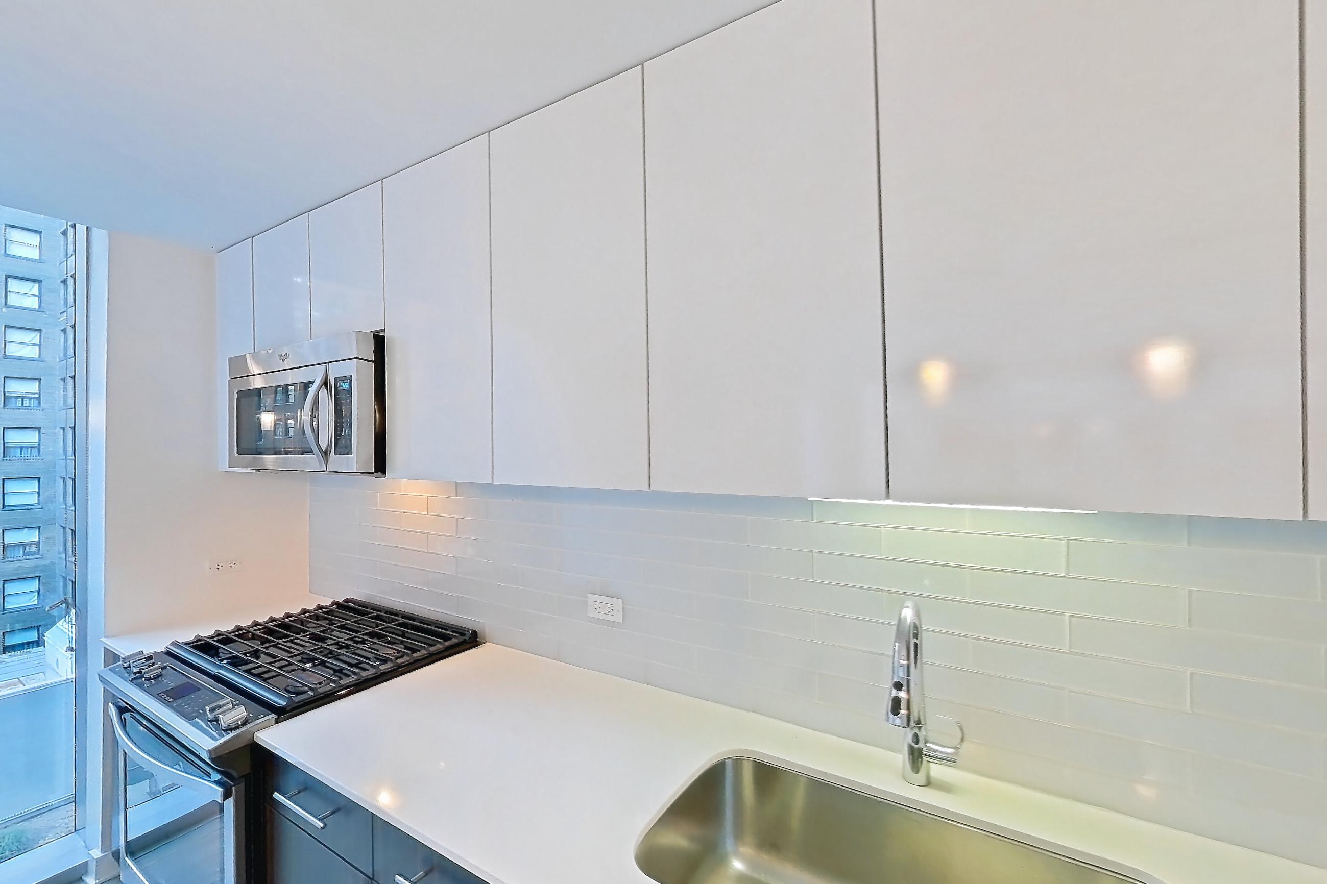 Kitchen in a 1G floor plan apartment, representative of Apartment 3901 at Mila