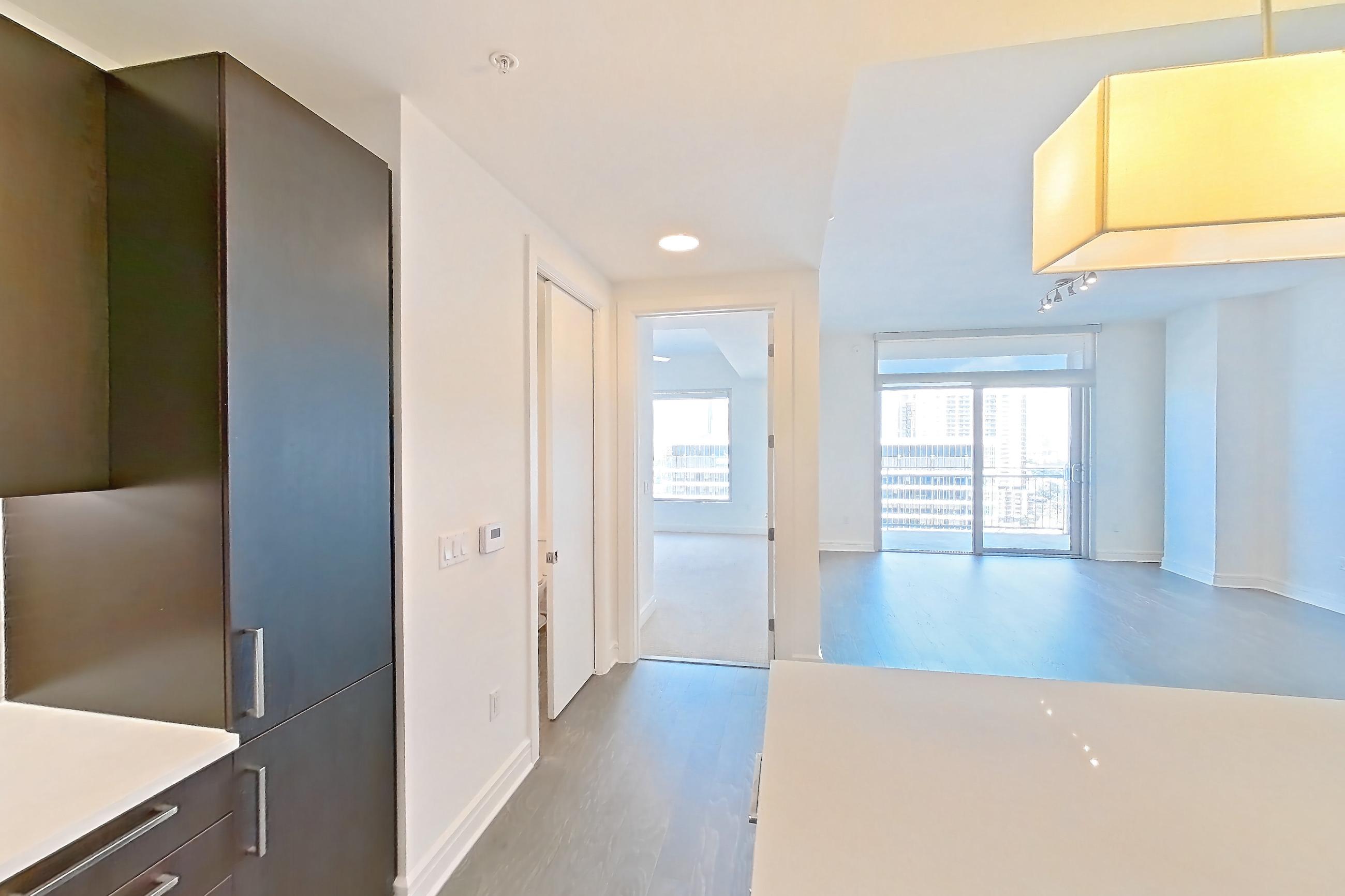 Kitchen in a B3 floor plan apartment, representative of Apartment 2210 at Luminary Residences