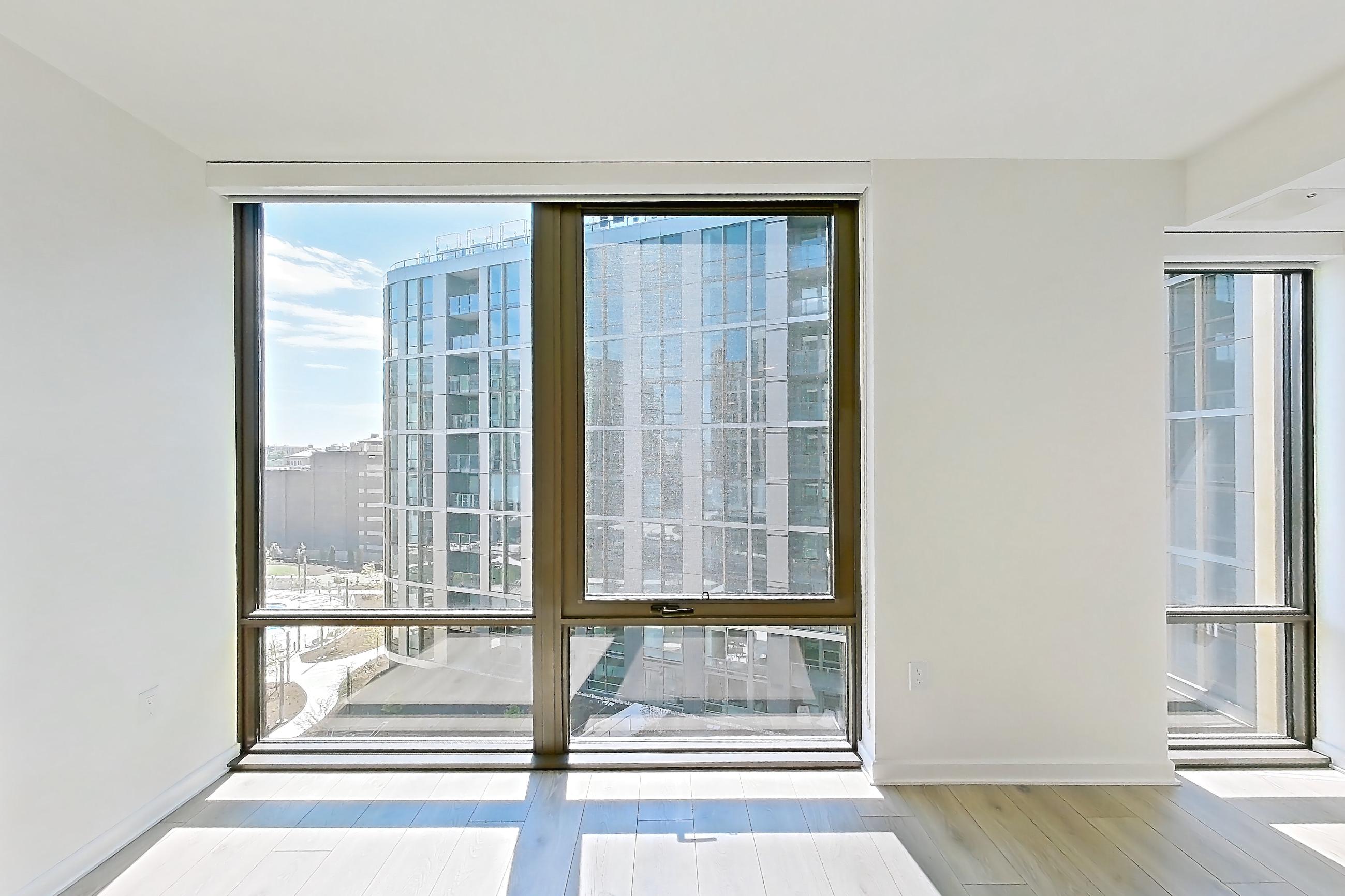 Living space with city view, Apartment 1236 at Zephyr