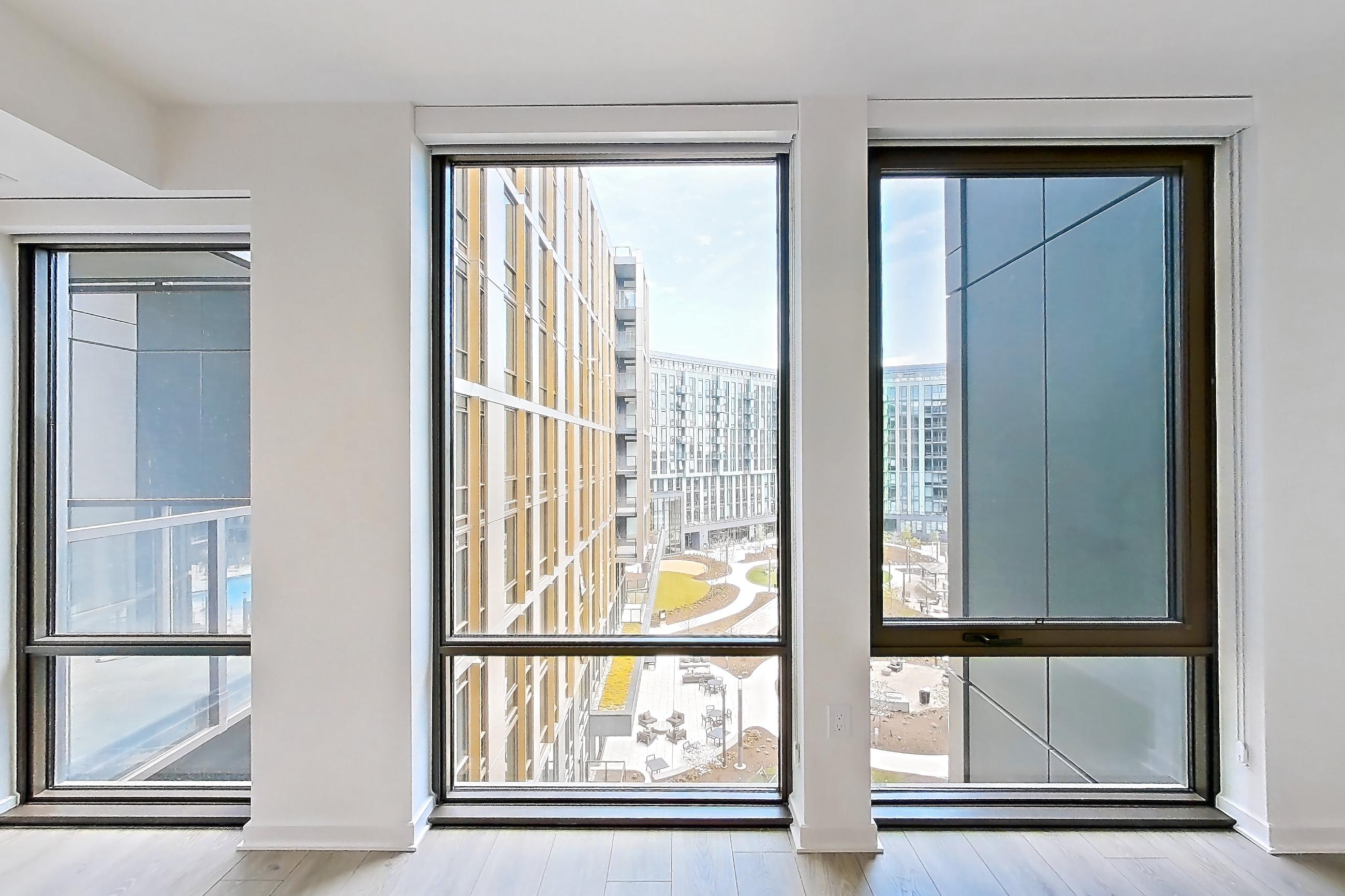 Living space with city view, Apartment 1241 at Zephyr