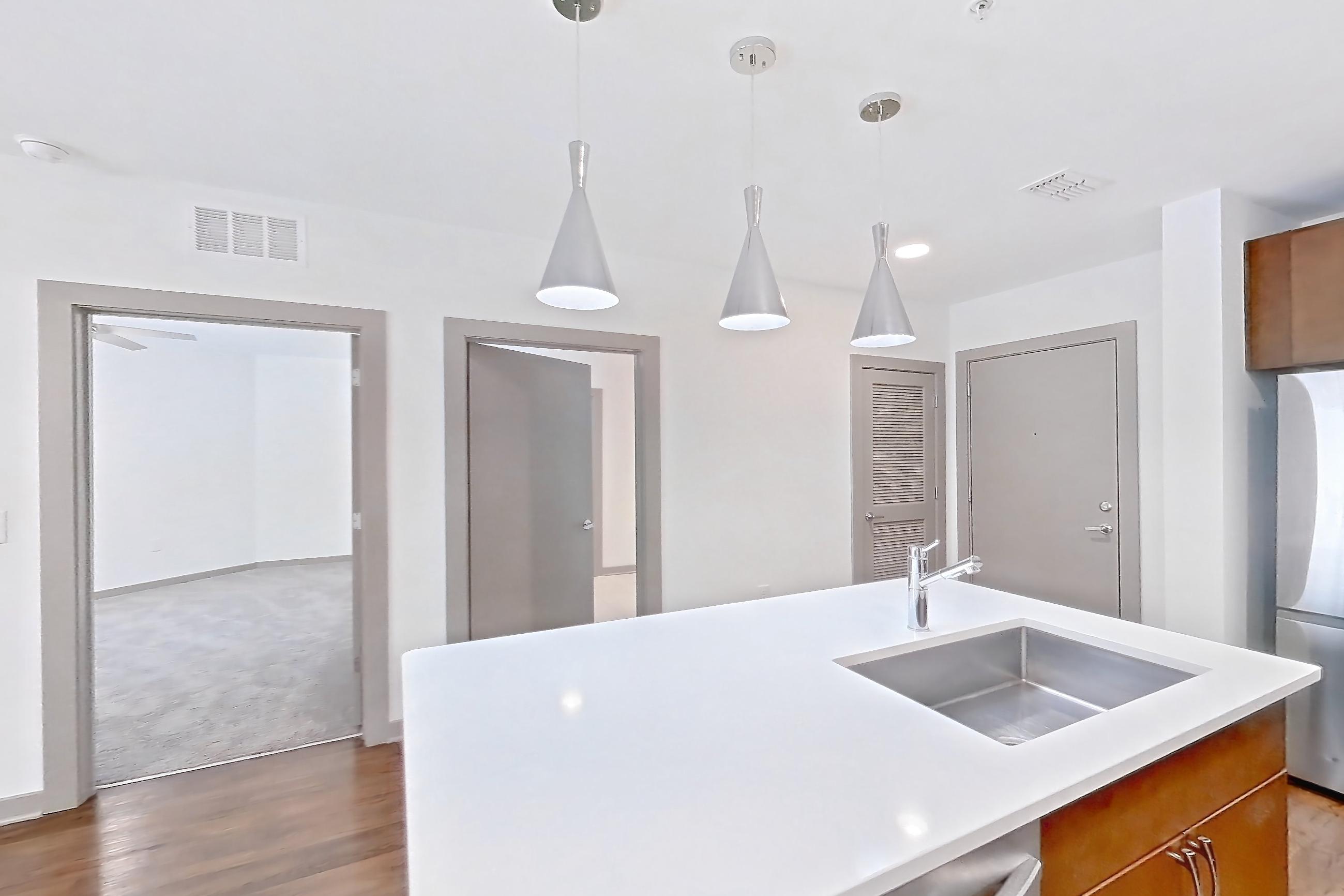 Kitchen in a A5 - Bearing floor plan apartment, representative of Apartment 1042 at Cortland Westshore