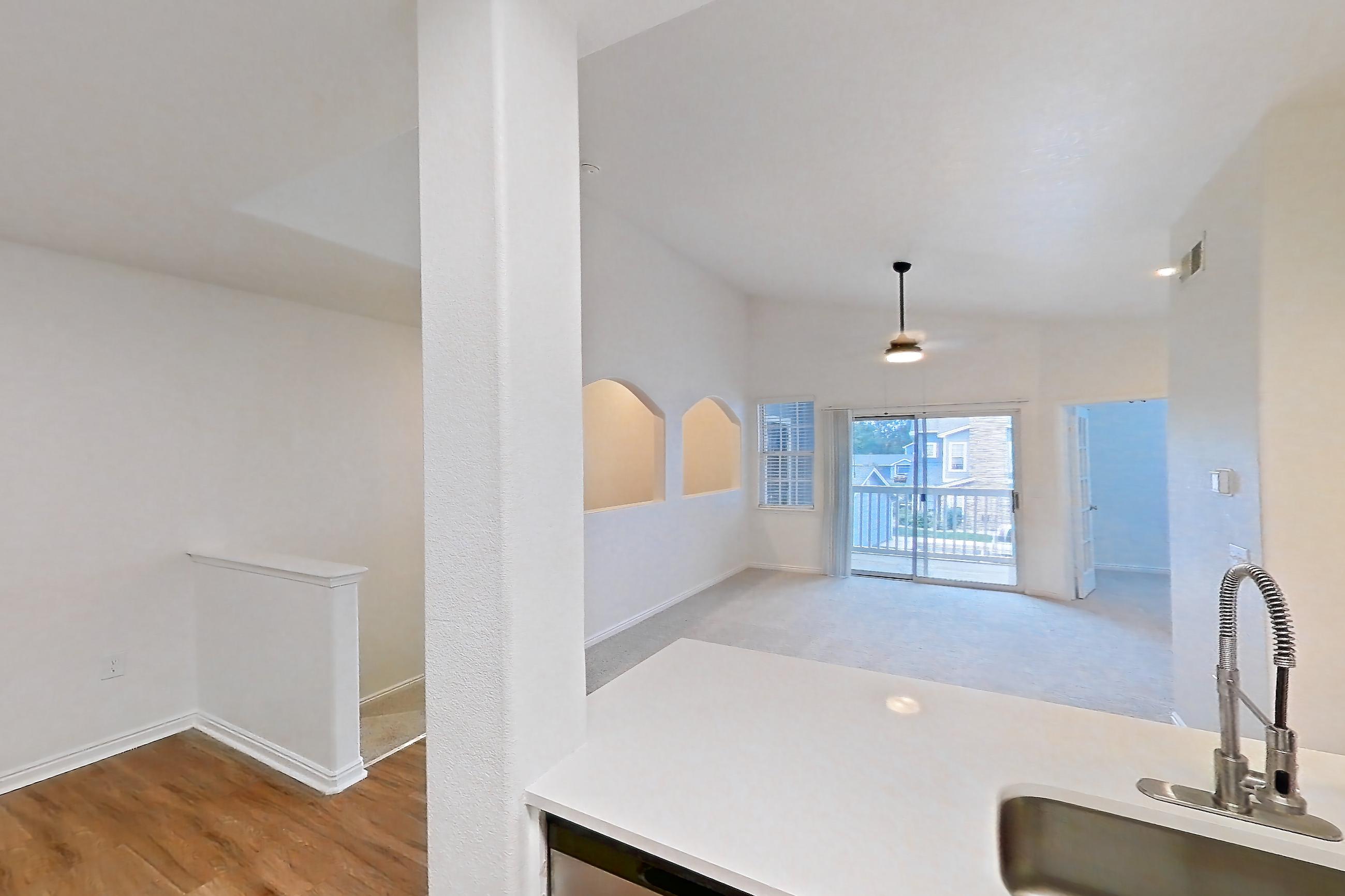 Kitchen in a 1E floor plan apartment, representative of Apartment 10-204 at Eagle Ridge