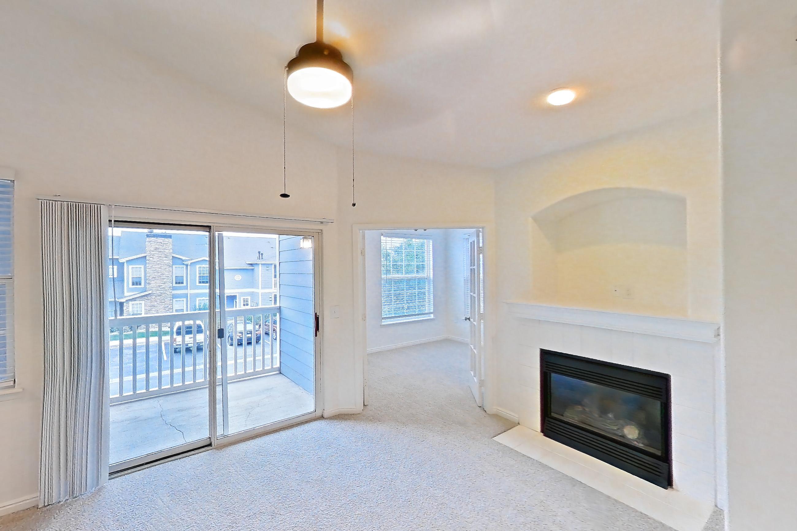 Living space in a 1E floor plan apartment, representative of Apartment 10-204 at Eagle Ridge
