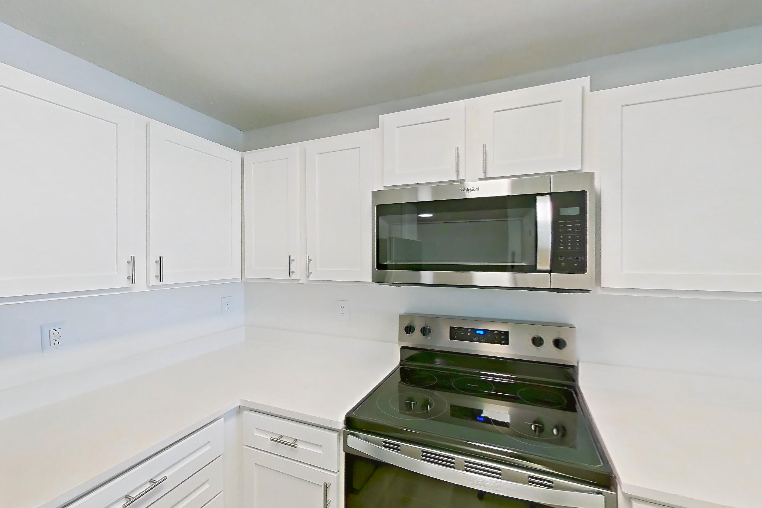 Kitchen in a 3B floor plan apartment, representative of Apartment 6515-3H at Ashford Place