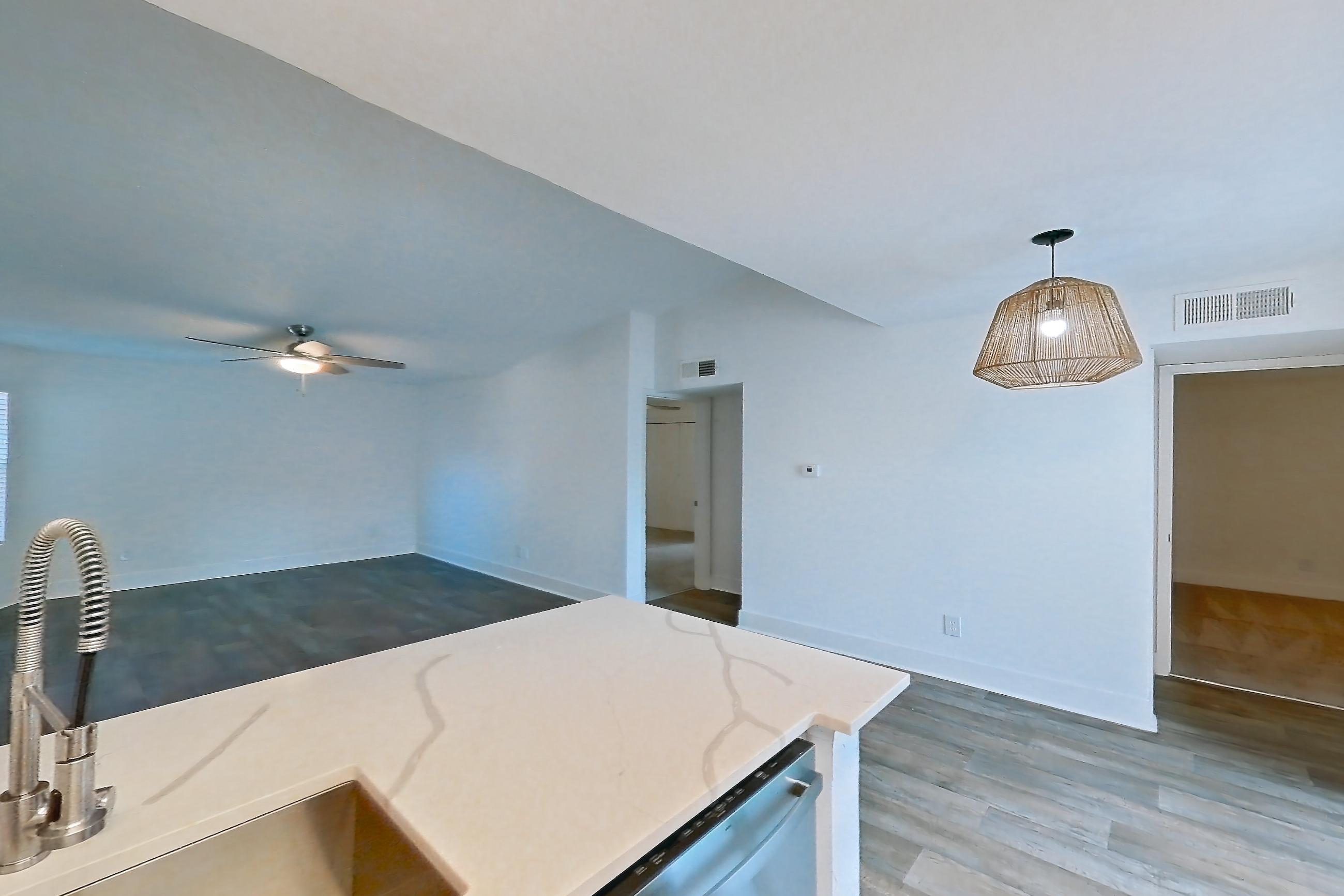 Kitchen in a 2B floor plan apartment, representative of Apartment 10-0402 at Brookwood Club