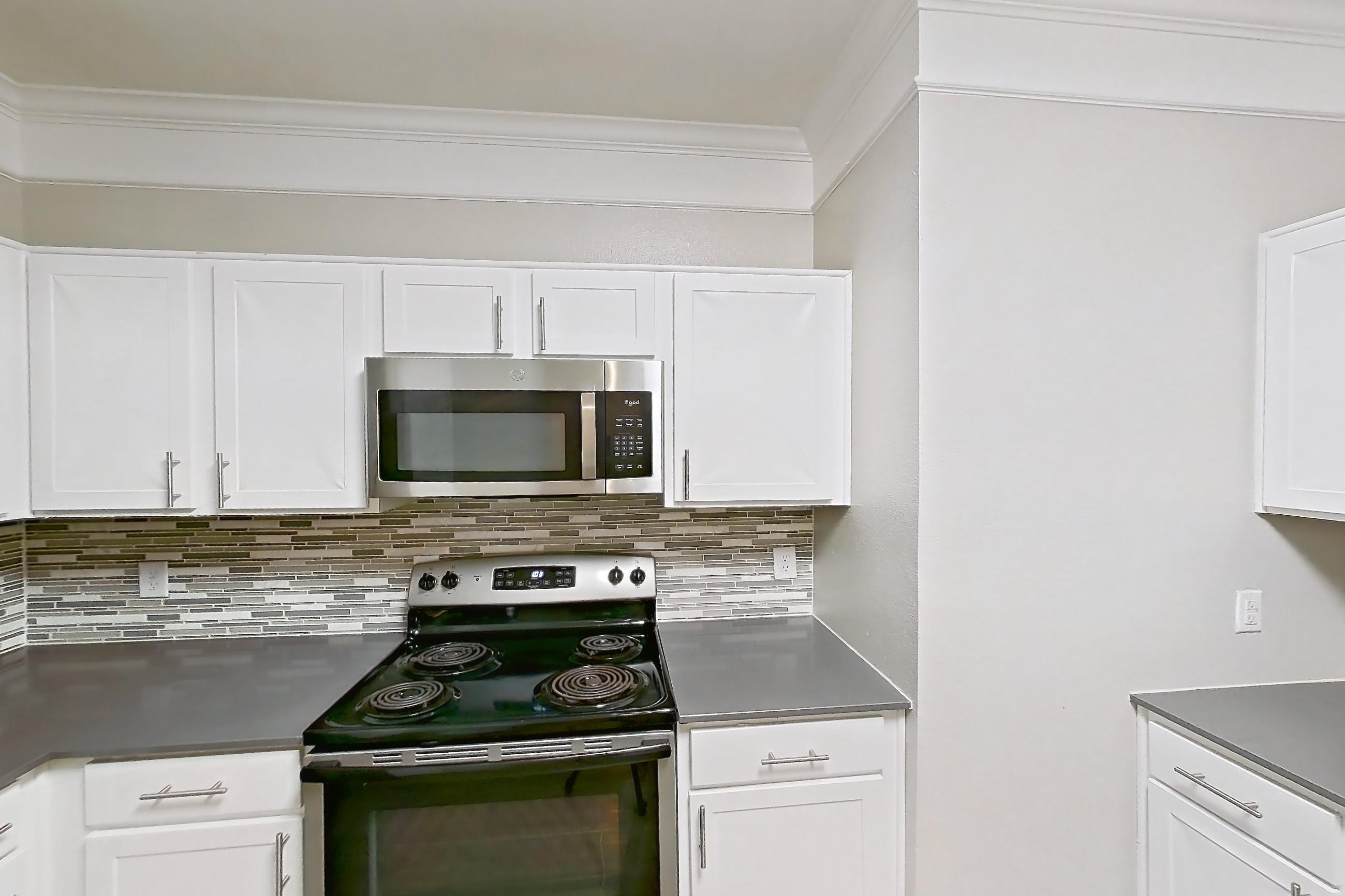 Kitchen in a 3A floor plan apartment, representative of Apartment 1-01201 at The Villas at Shadow Creek