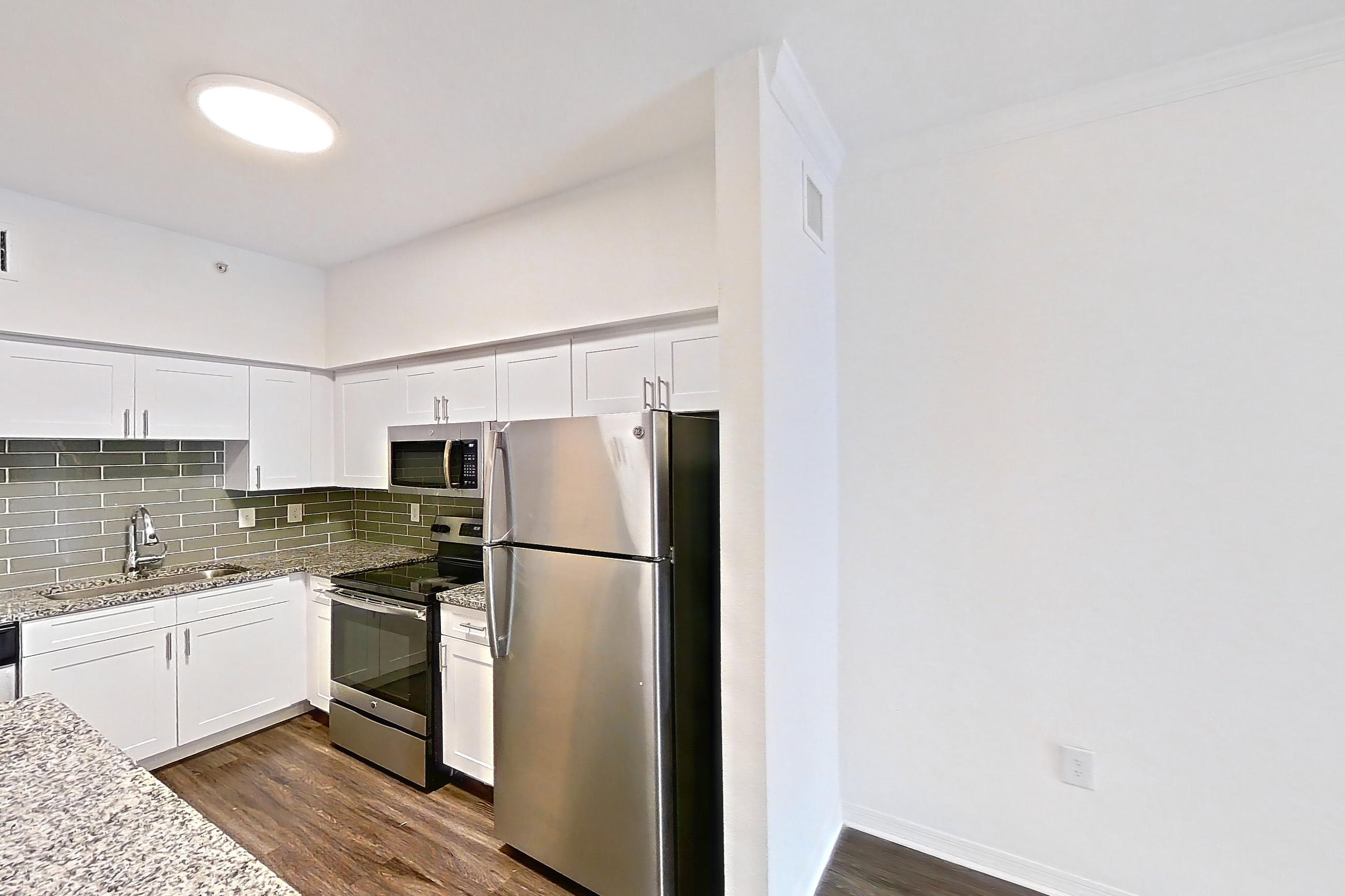 Kitchen island corner in Apartment 12-102 at Solano at Miramar, 1B floor plan
