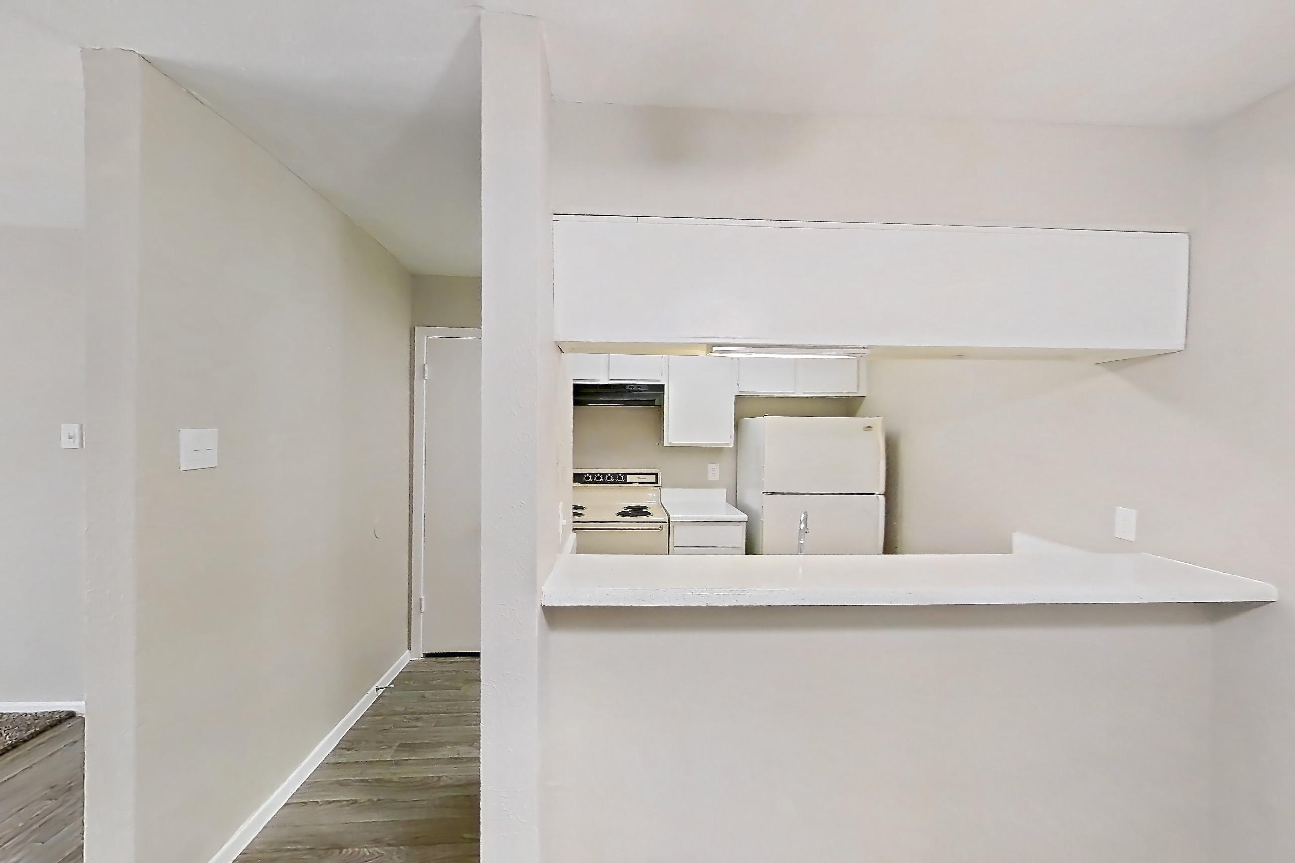 Dining room with electric range, oven/range, refrigerator, and white appliances, Apartment 825 at Westgate