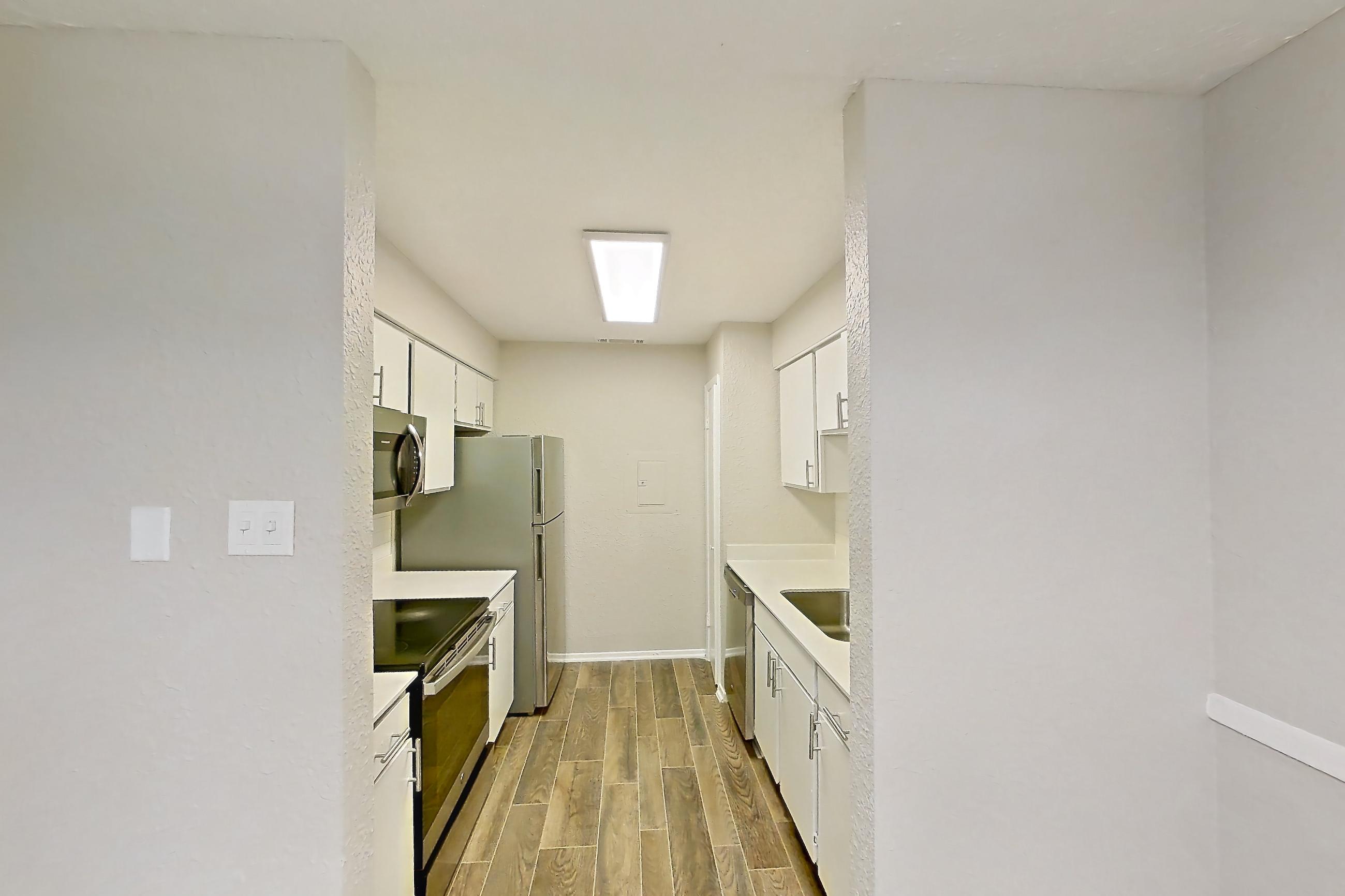 Dining room in a B2 floor plan apartment, representative of Apartment 114B at The Carmel