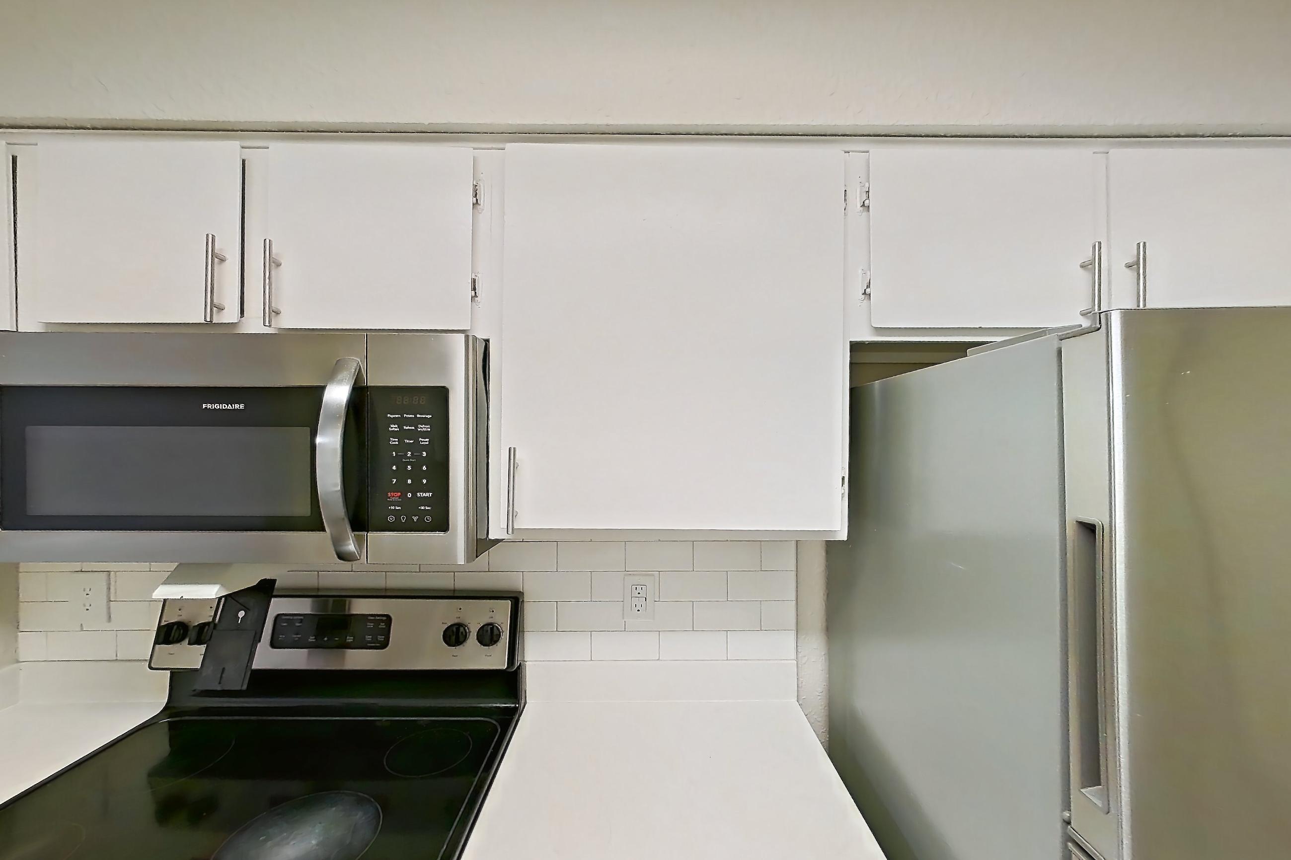 Kitchen in a B2 floor plan apartment, representative of Apartment 114B at The Carmel