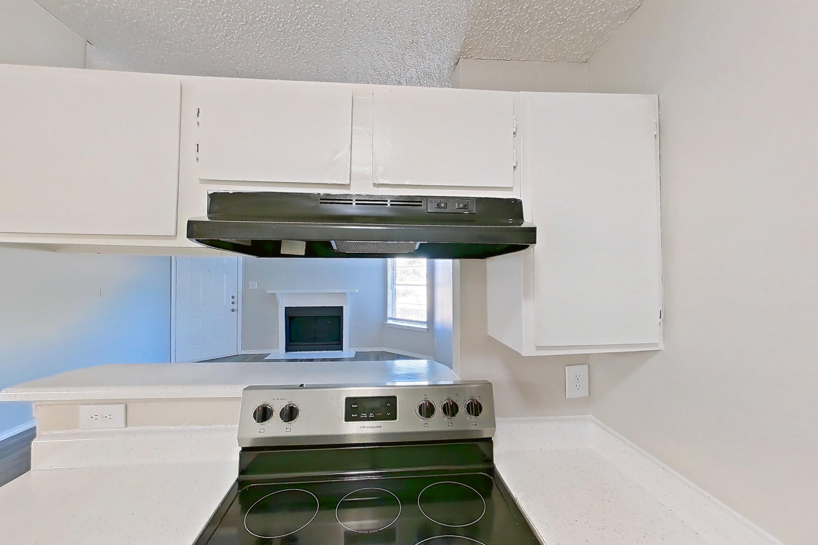 Kitchen in a B1 floor plan apartment, representative of Apartment 1002P at The Carmel