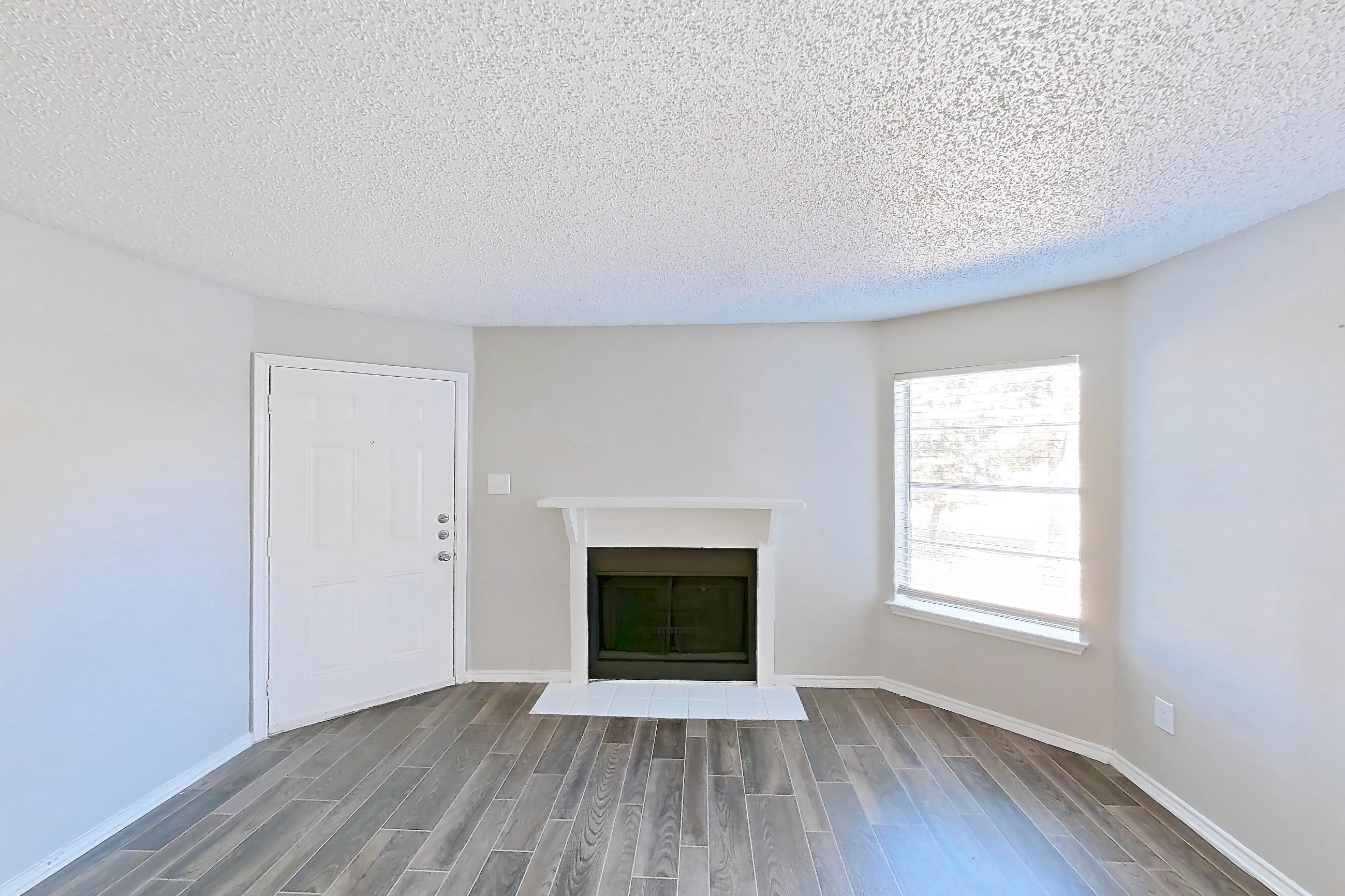 Living room in a B1 floor plan apartment, representative of Apartment 1002P at The Carmel