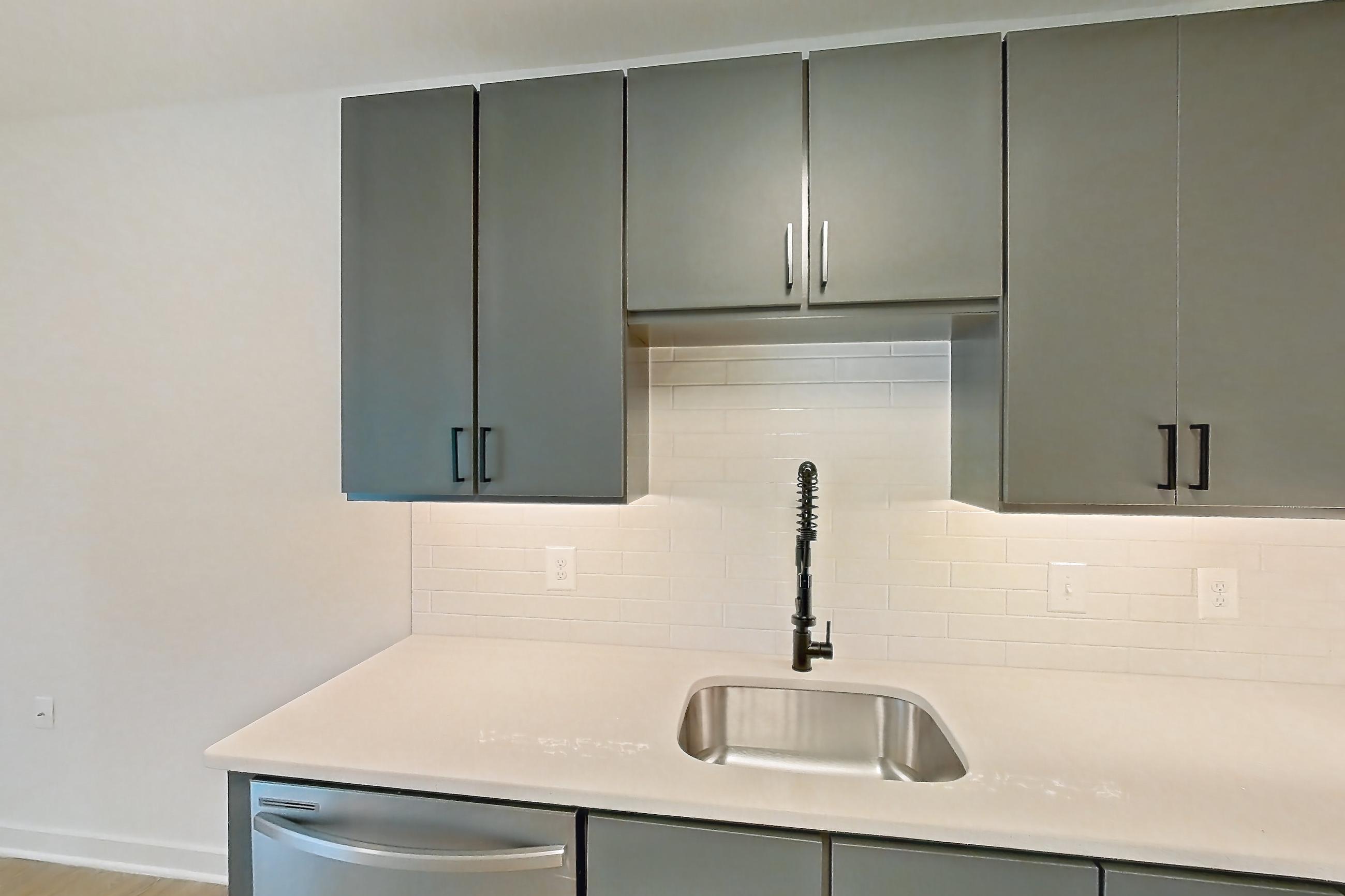 Kitchen in a A8R floor plan apartment, representative of Apartment 421 at Cortland Ballston