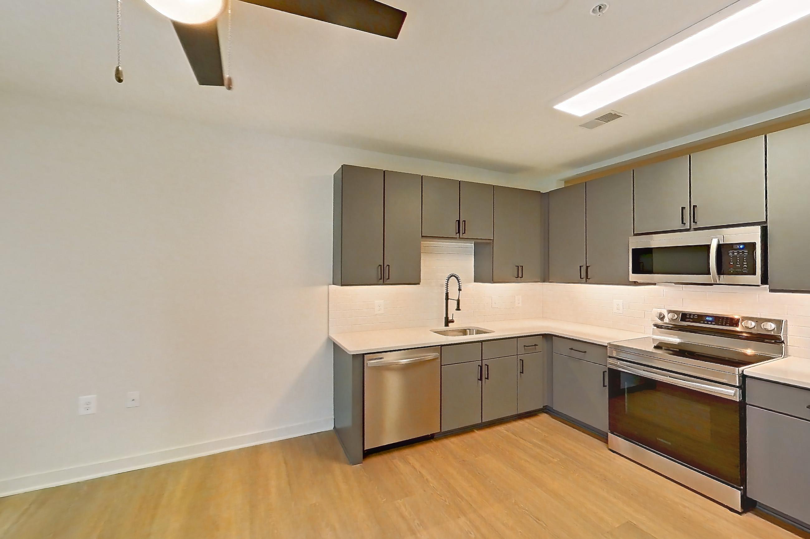 Living room in a A8R floor plan apartment, representative of Apartment 421 at Cortland Ballston