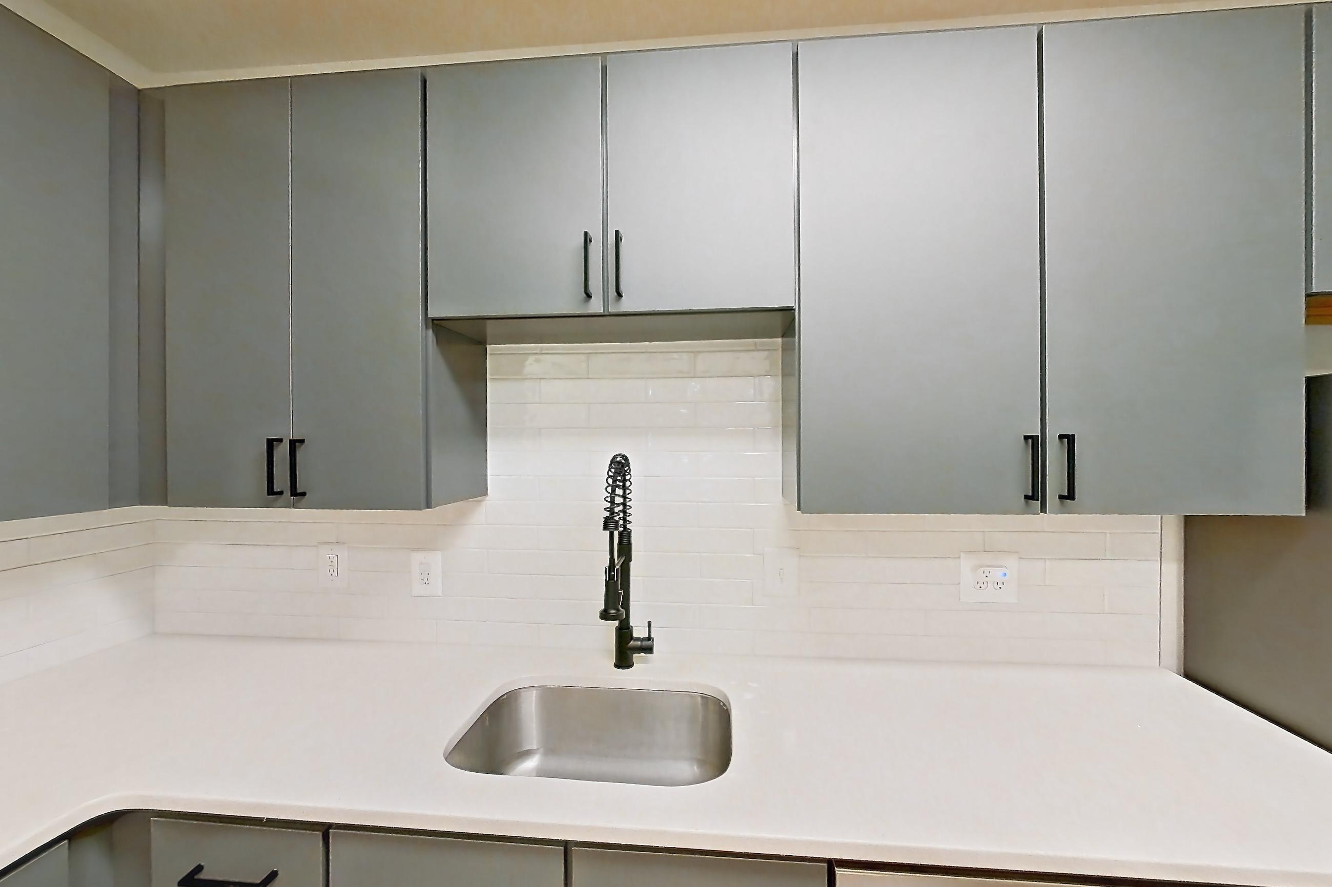 Kitchen in a S6R floor plan apartment, representative of Apartment 608 at Cortland Ballston