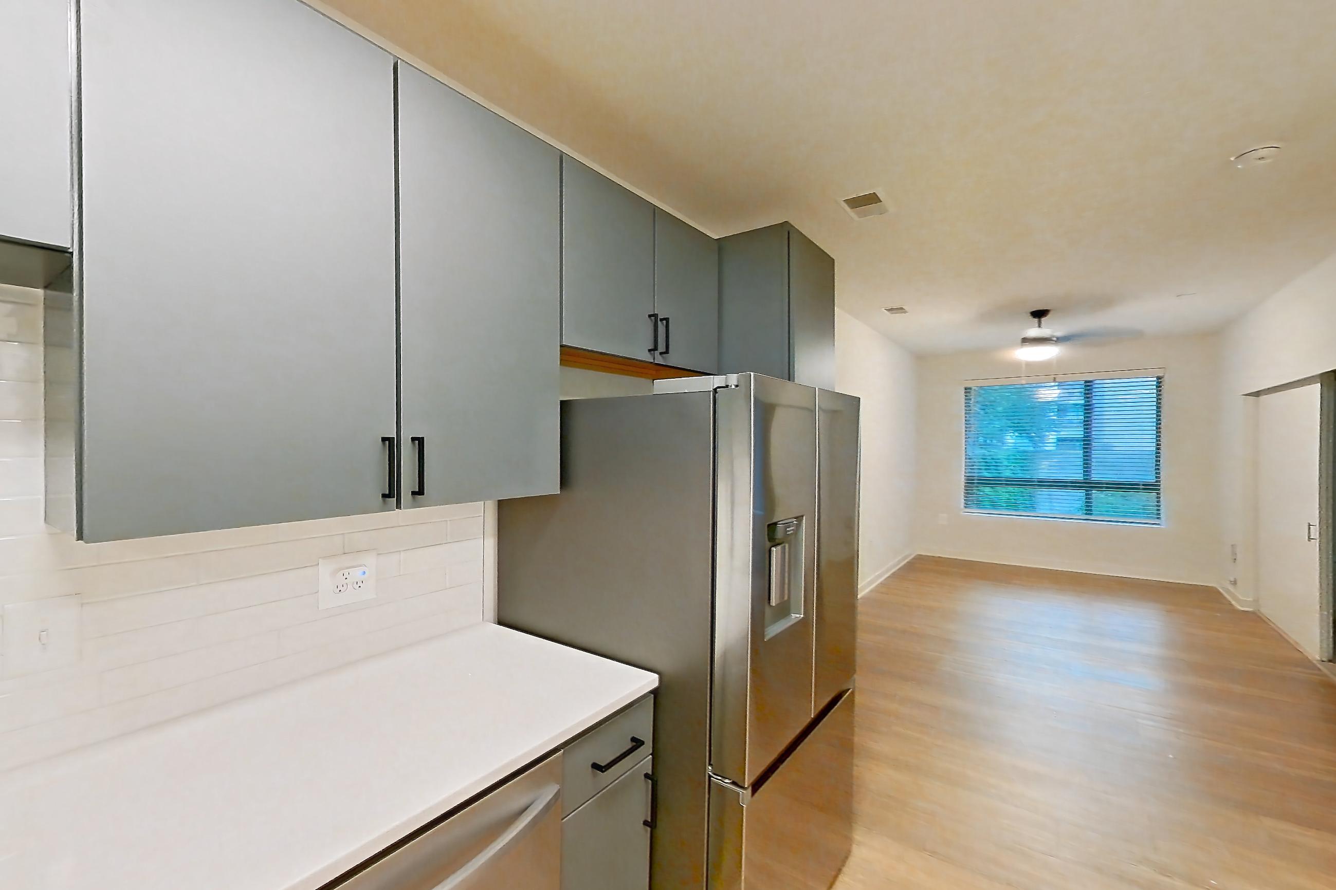 Kitchen in a S6R floor plan apartment, representative of Apartment 608 at Cortland Ballston