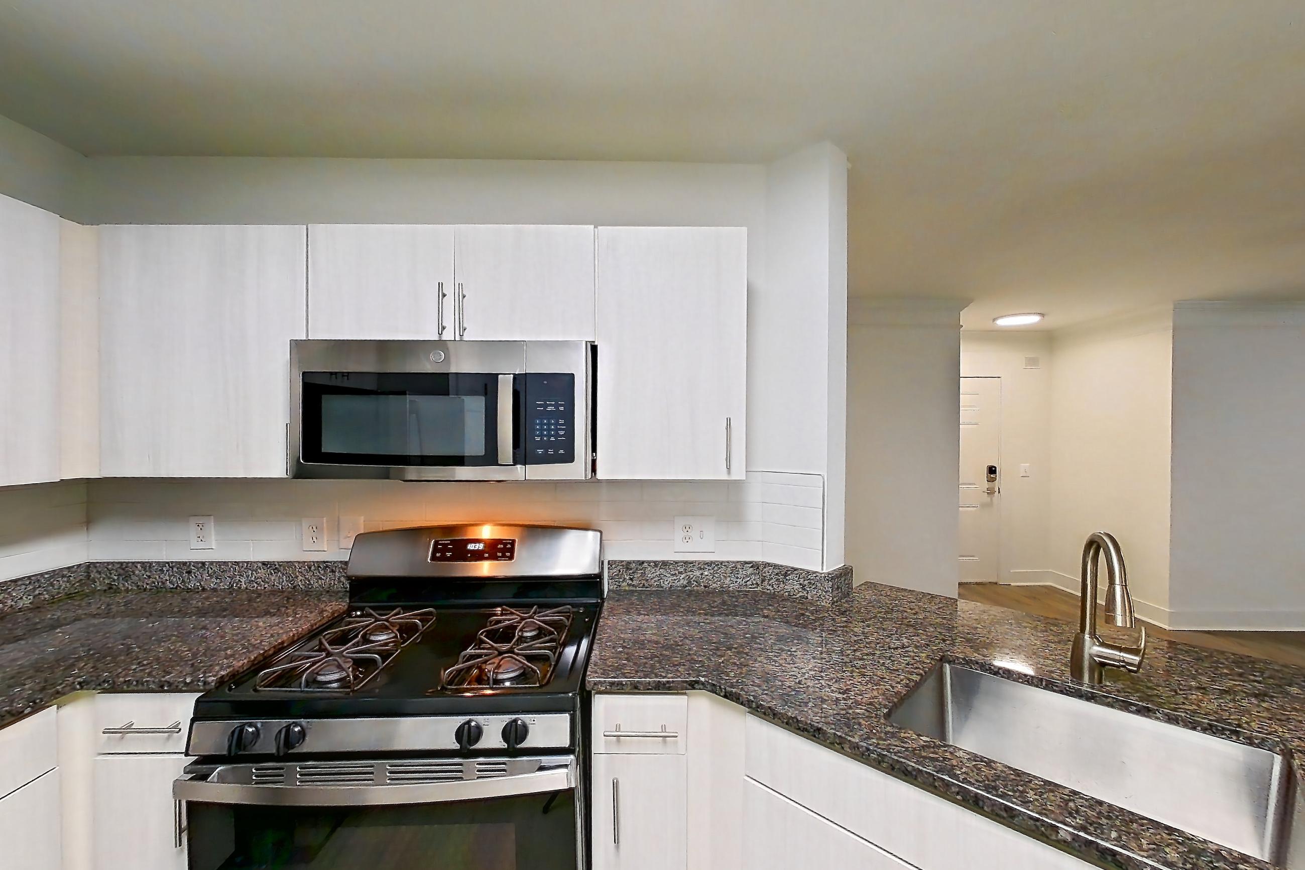 Kitchen in a C2R - Yosemite floor plan apartment, representative of Apartment 667-E at Cortland at Dulles
